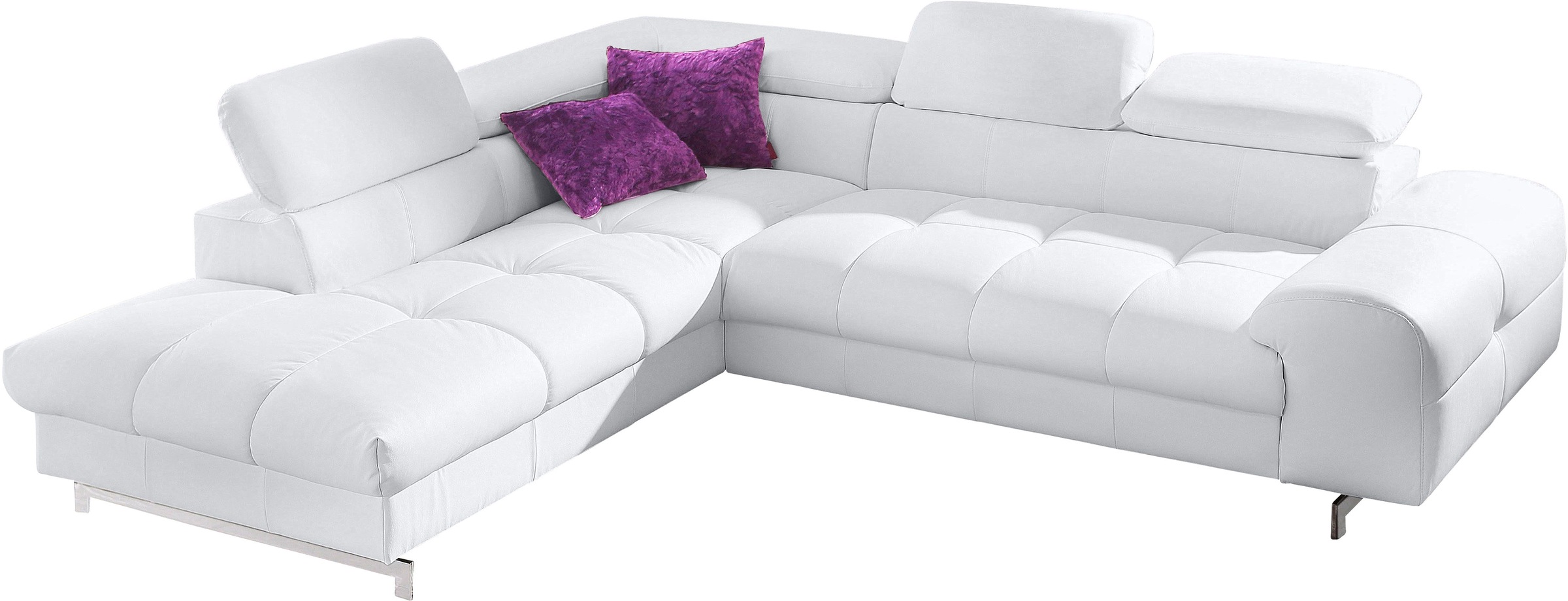 COTTA Ecksofa "Chef bequem, tolle Verarbeitungsdetails, Breite 262cm, L-Form" mit Kopfteilverstellung, edle Metallkufen, optional Schlaffunktion