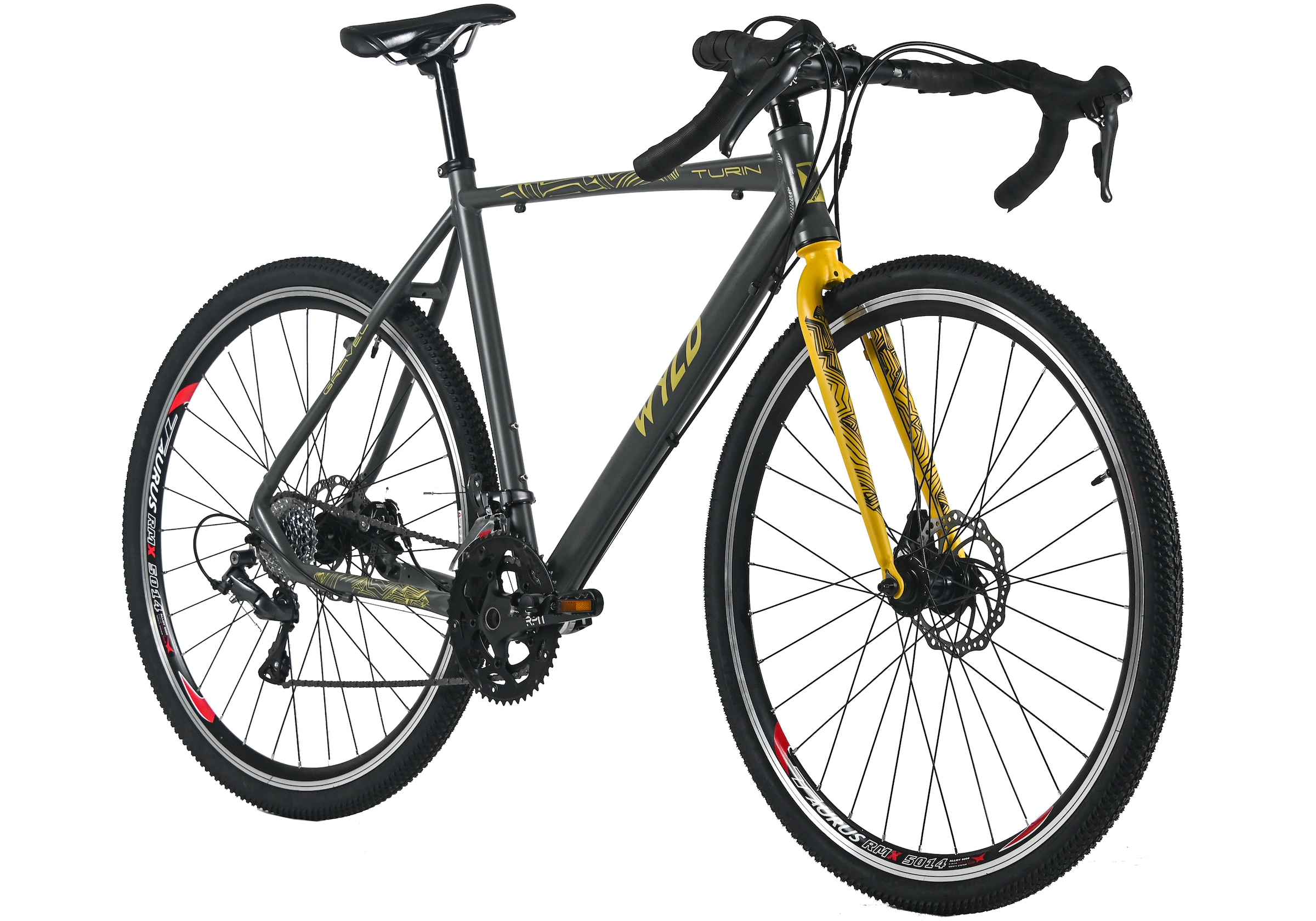 WYLD Gravelbike »WYLD Gravelbike 28'' Turin Grau-Gelb 16 Gänge RH 56 cm« 16 Gang Kettenschaltung