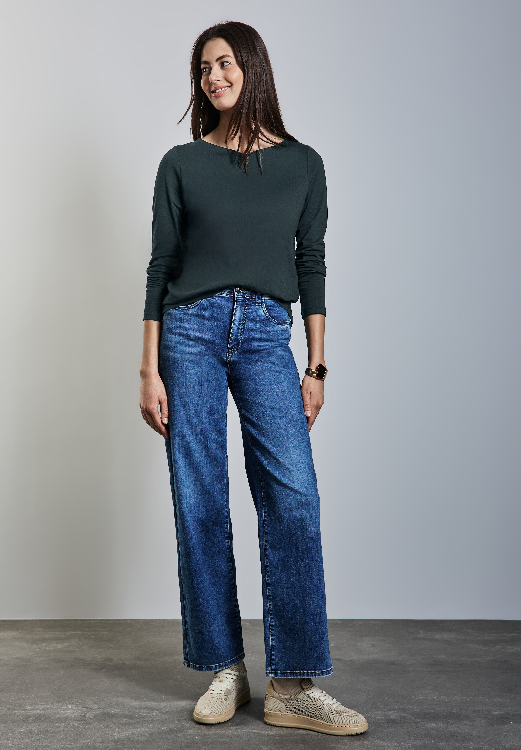 STREET ONE Langarmshirt, aus reiner Baumwolle