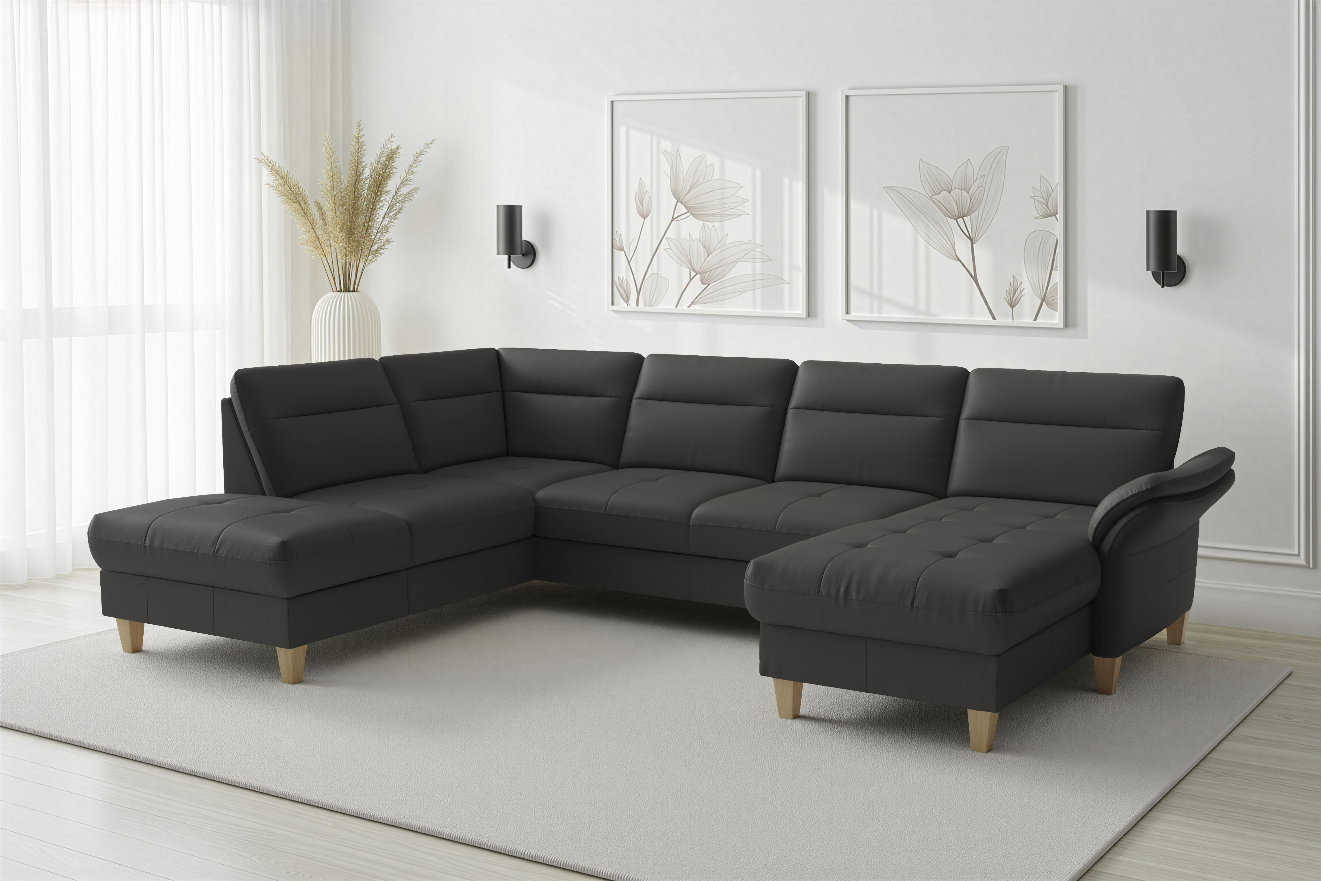 sit&more Wohnlandschaft "Pamela U-Form, B: 292 cm, optional Schlaffunktion & Bettkasten, Leder"