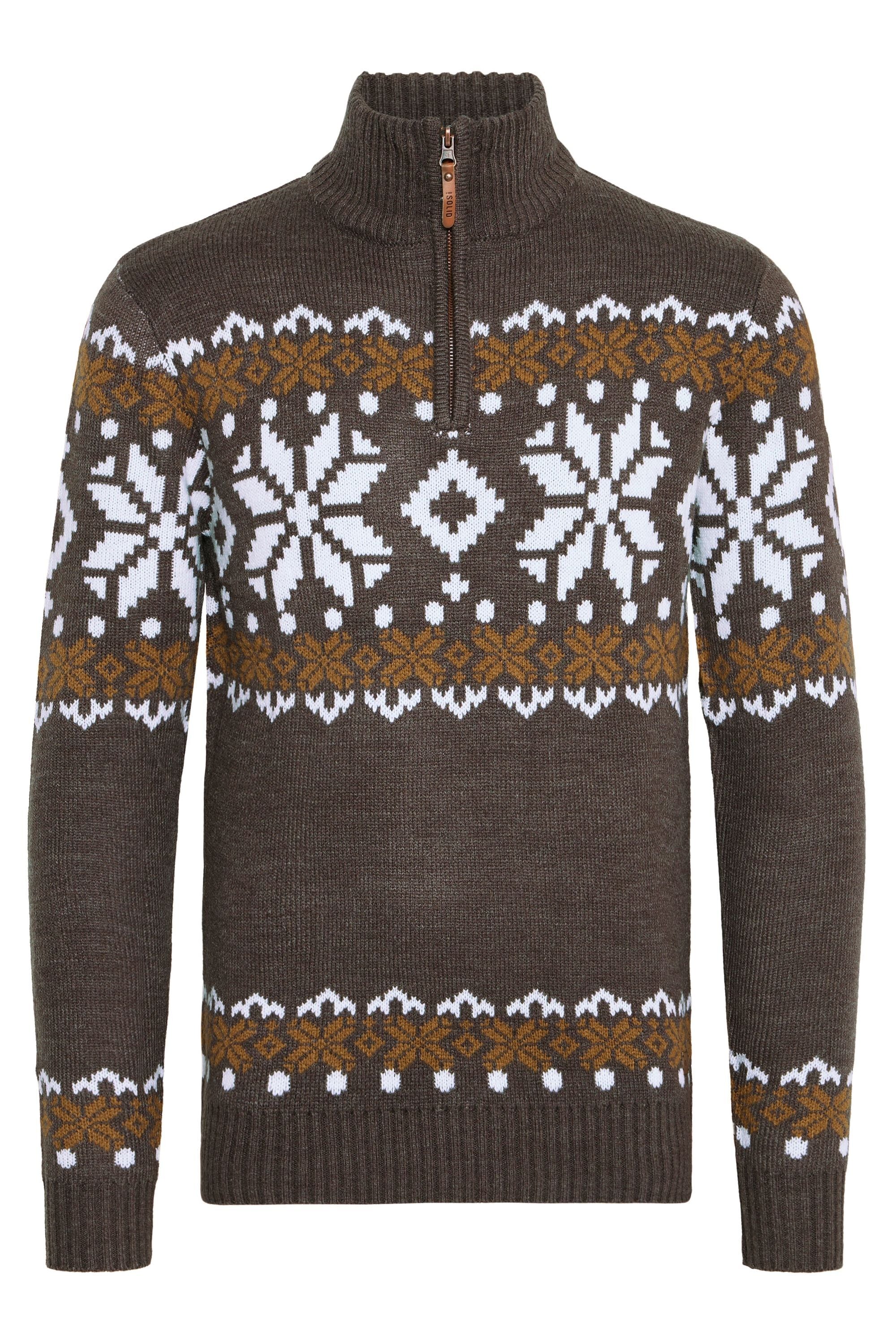 !solid Troyer SOLID "Troyer SDNorwin", Herren, Gr. XXL, braun (coffe b me), Obermaterial: 100% Polyacryl PAN., Pullover Troyer