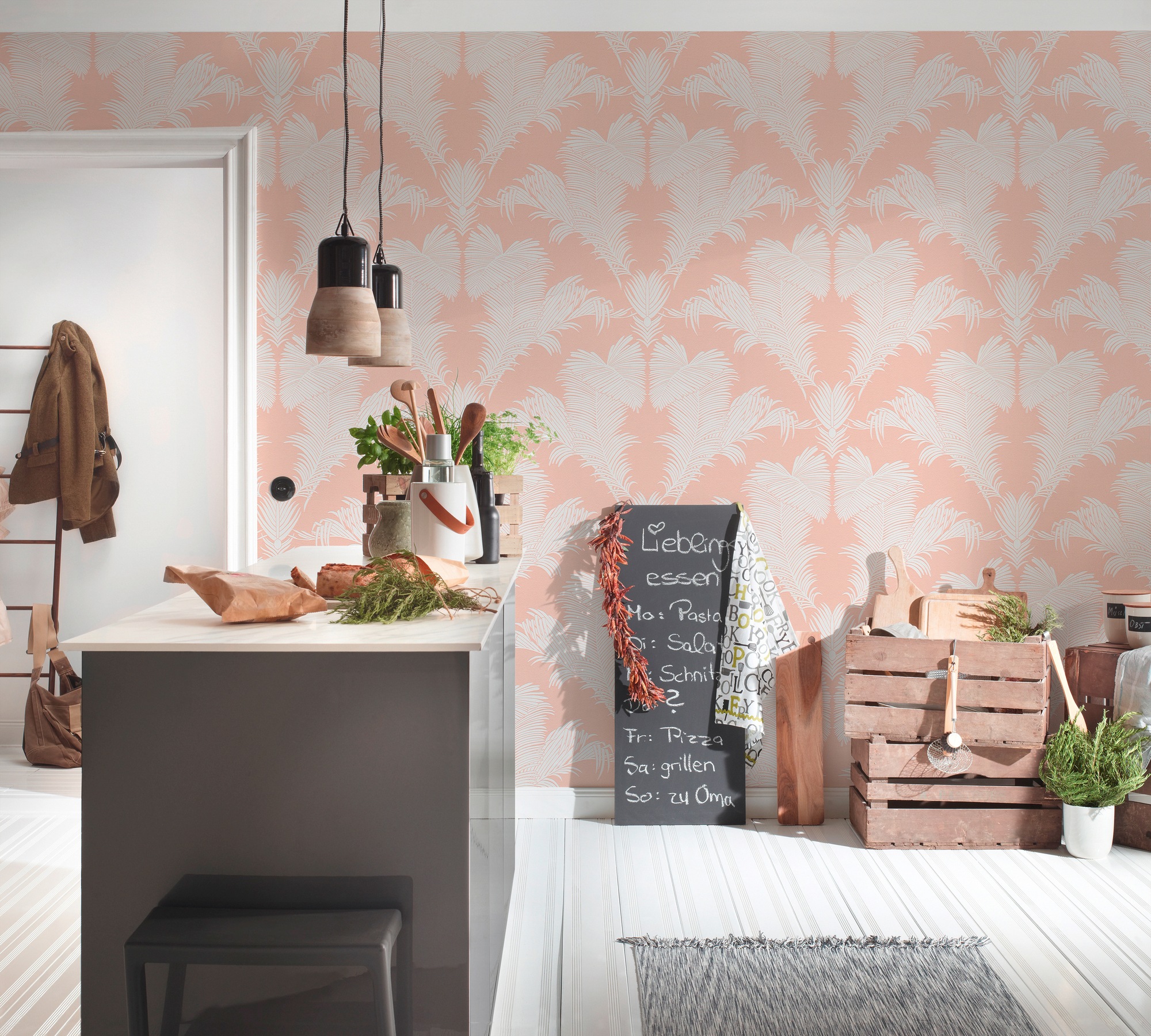 A.S. Création Vliestapete »Trendwall«, floral-botanisch-tropisch, Dschungeltapete Tapete Palmen Glänzend Tapeten Wohnzimmer modern Flur