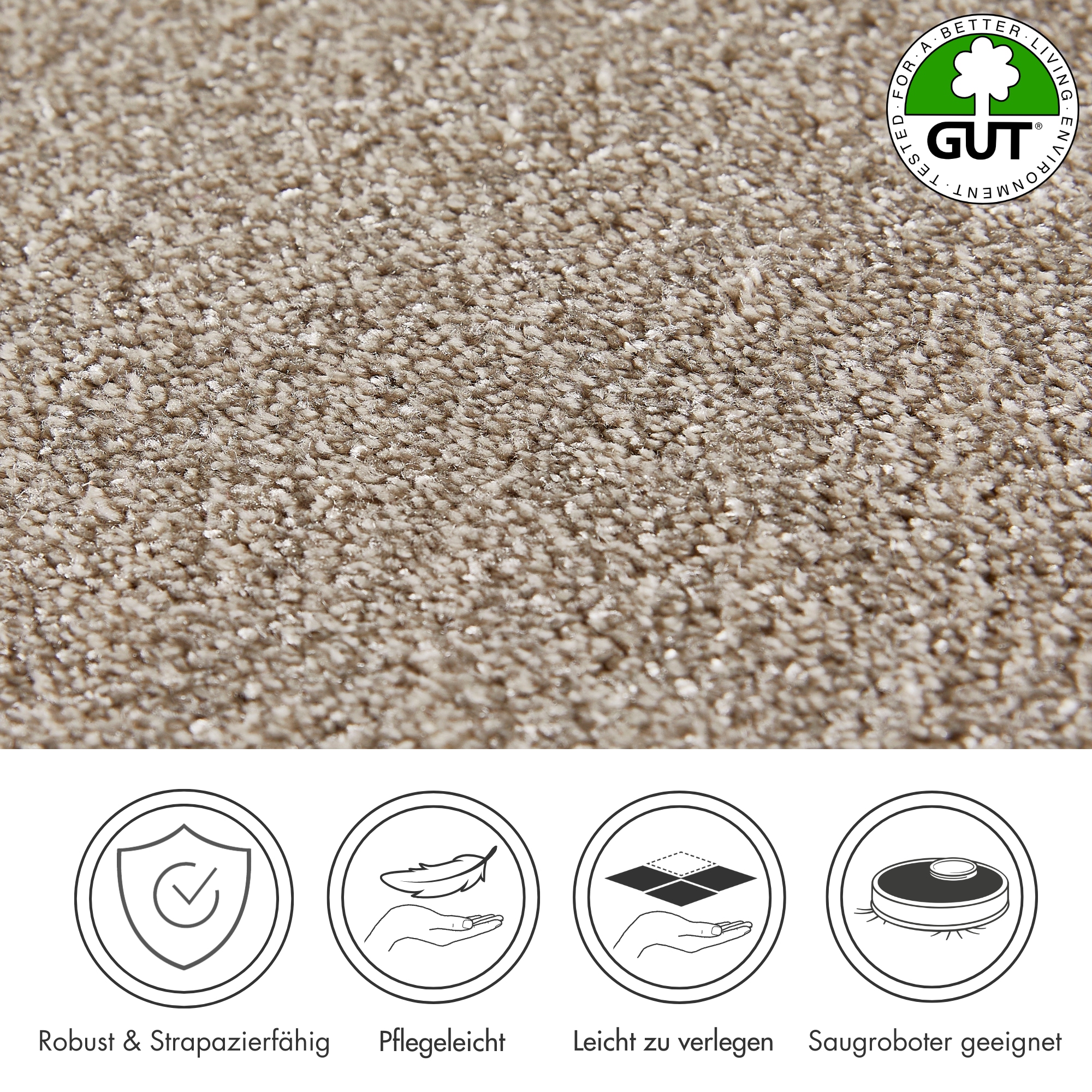 Andiamo Teppichboden »Veronay, Velours, Made in Belgium«, rechteckig, 6 mm Höhe, Uni Farben, Breite 400 cm oder 500 cm, strapazierfähig, pflegeleicht