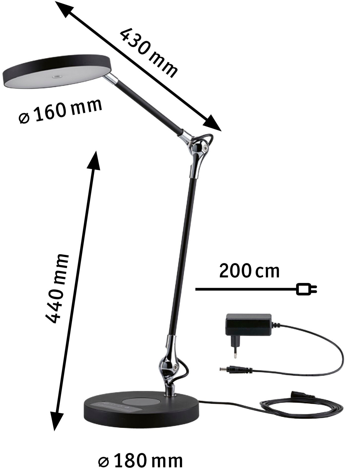 Schreibtischlampe Paulmann flammig-flammig, 1,50m QI dimmbar«, BAUR schwarz 11W LED bestellen tuneablewhite »Numis | 1 Kabellänge