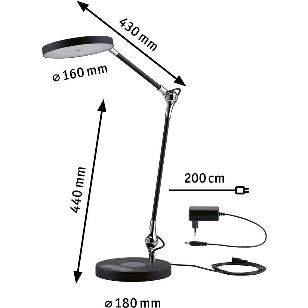 Paulmann LED Schreibtischlampe »Numis 11W schwarz QI tuneablewhite dimmbar«, 1 flammig-flammig