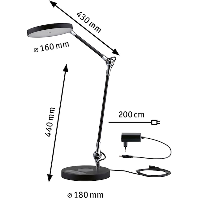 Paulmann LED Schreibtischlampe »Numis 11W schwarz QI tuneablewhite dimmbar«,  1 flammig-flammig, Kabellänge 1,50m bestellen | BAUR