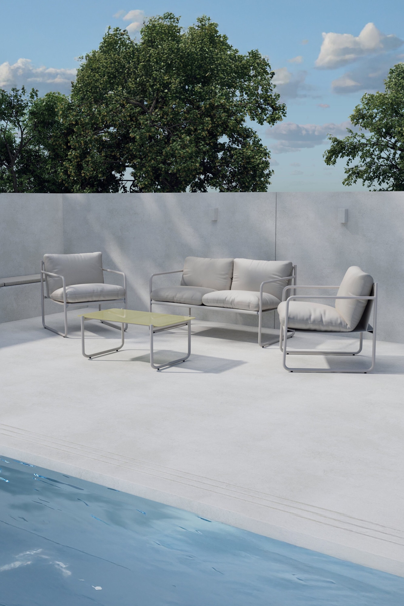Venture Home Gartenlounge-Set "Thassos, großzügiges Outdoor-Set für hohen Sitzkomfort" 4 tlg. Loungemöbel mit Stoffbezug, angenehm, weich