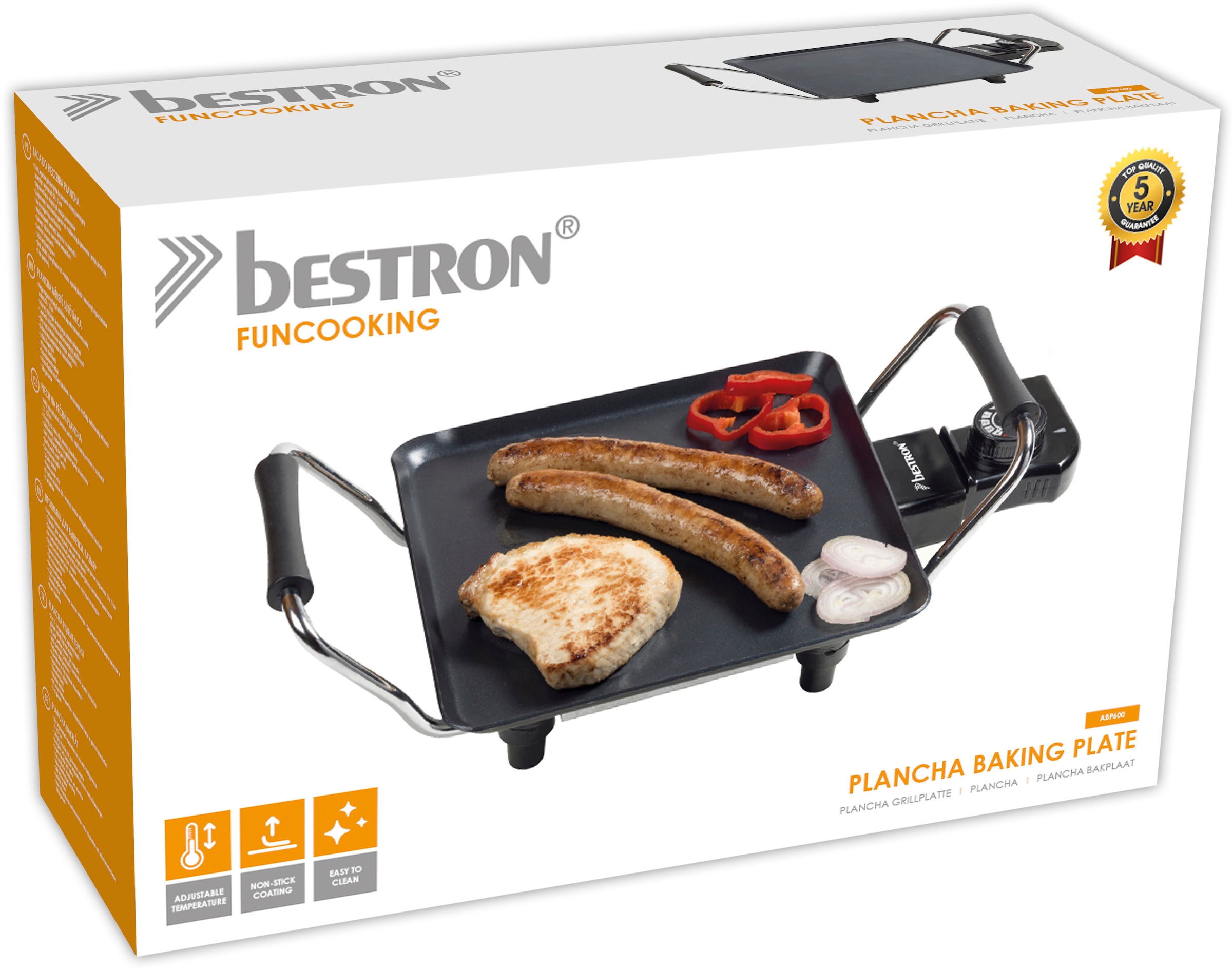 bestron Tischgrill »ABP600«, 1000 W, P lanchagrillplattemit Antihaftbeschichtung, Schwarz