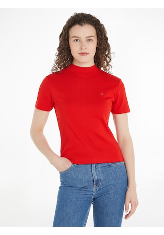 Stehkragenshirt »NEW CODY SLIM CROP MOCK-NK«, mit Logostickerei