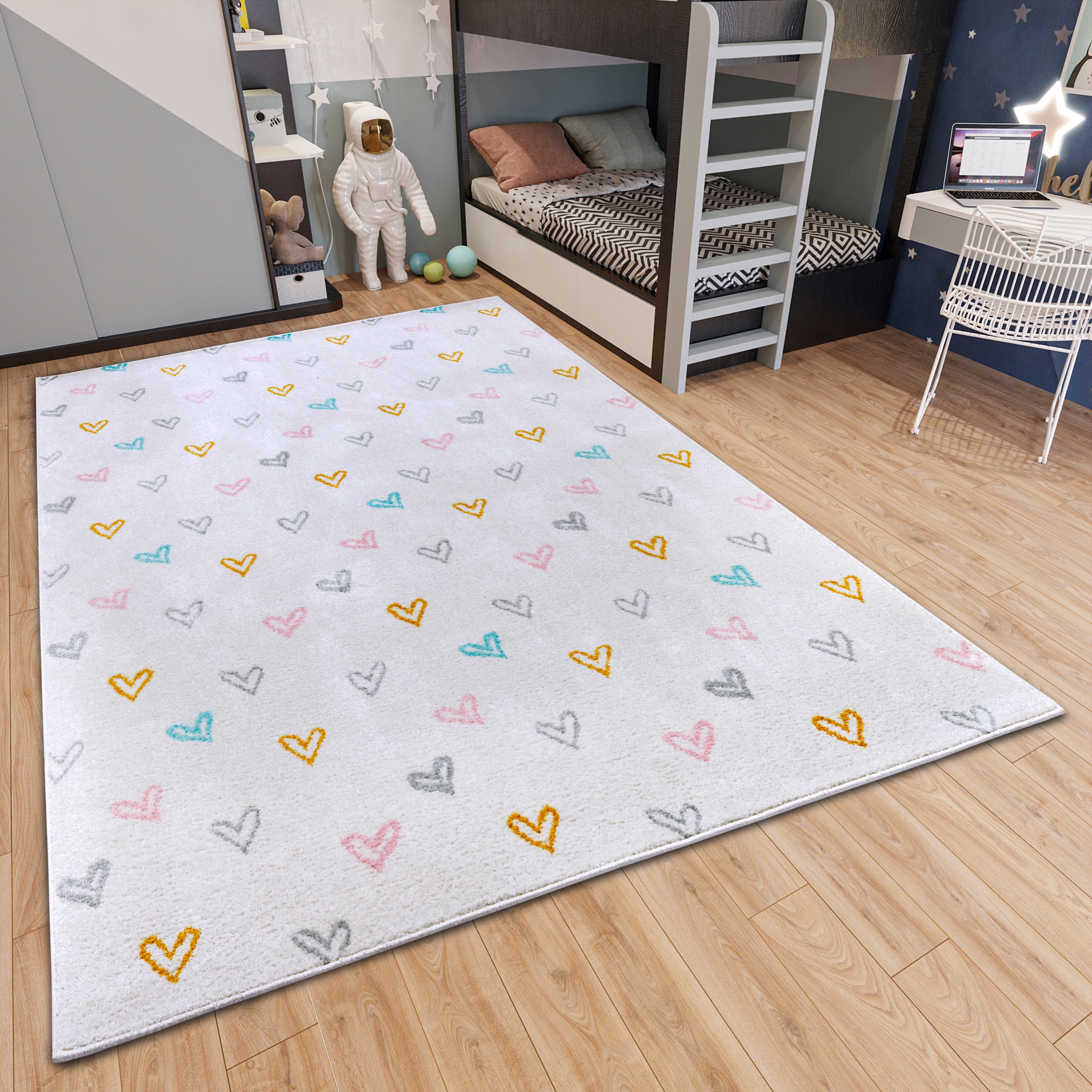HANSE Home Kinderteppich »Adventures Hearts«, rechteckig, 7 mm Höhe, Spielteppich, fest, Kinderzimmer, Kurzflor, Spielunterlage