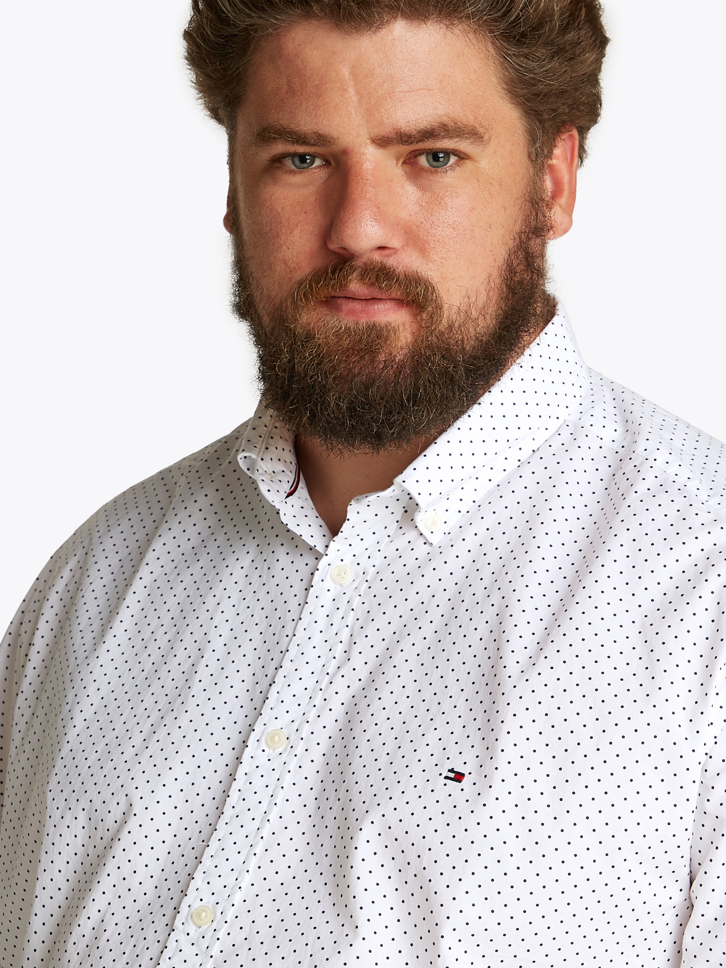 Tommy Hilfiger Big & Tall Langarmhemd »BT-FLEX POPLIN POLKA DOT S-B«, in Großen Größen, Logostickerei