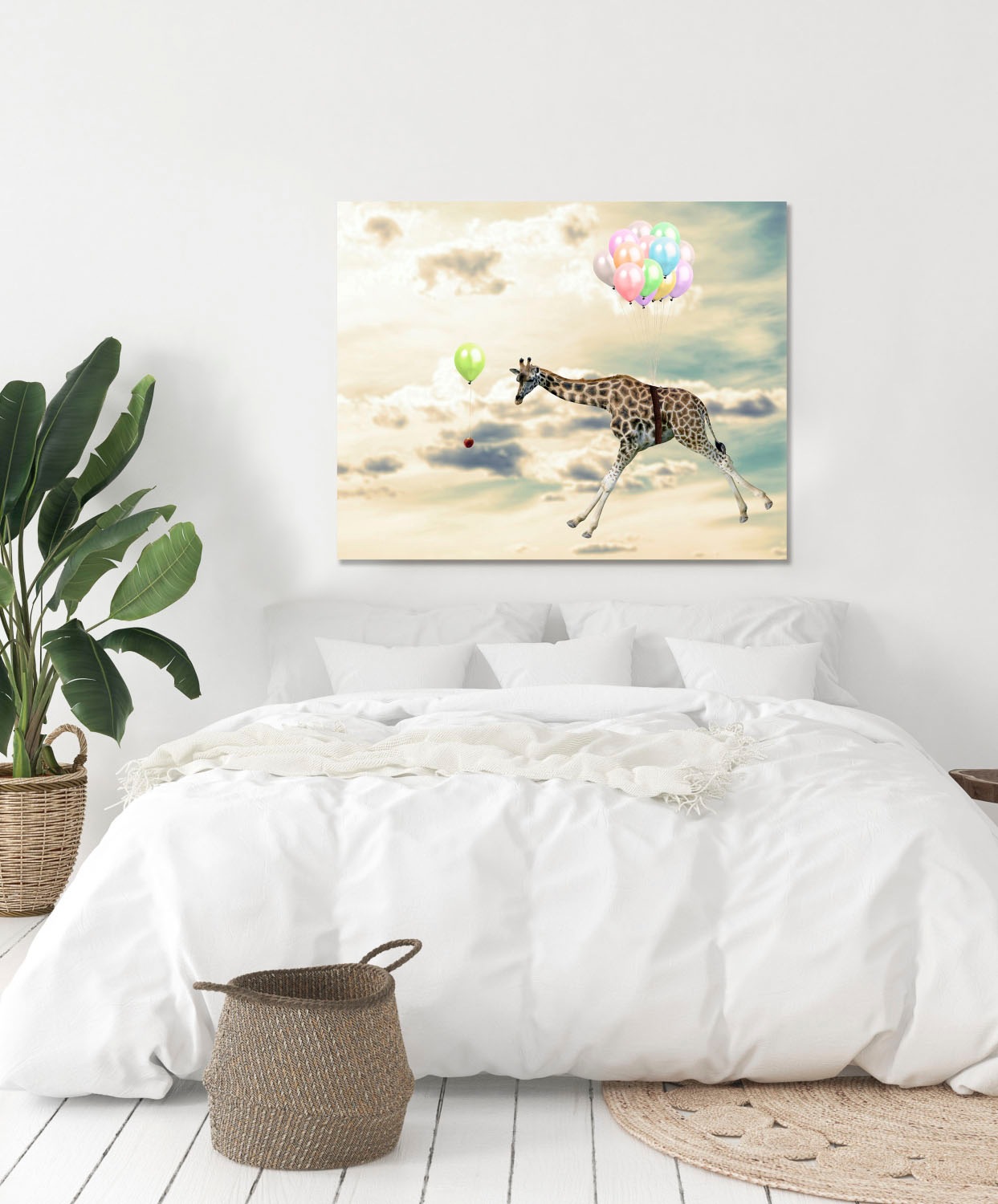queence Acrylglasbild »fliegende Giraffe«, Tiere-Luftballon-Himmel-Giraffe-Giraffen-Giraffen Bilder-Himmelsbilder, Fine Art-Print in Galeriequalität