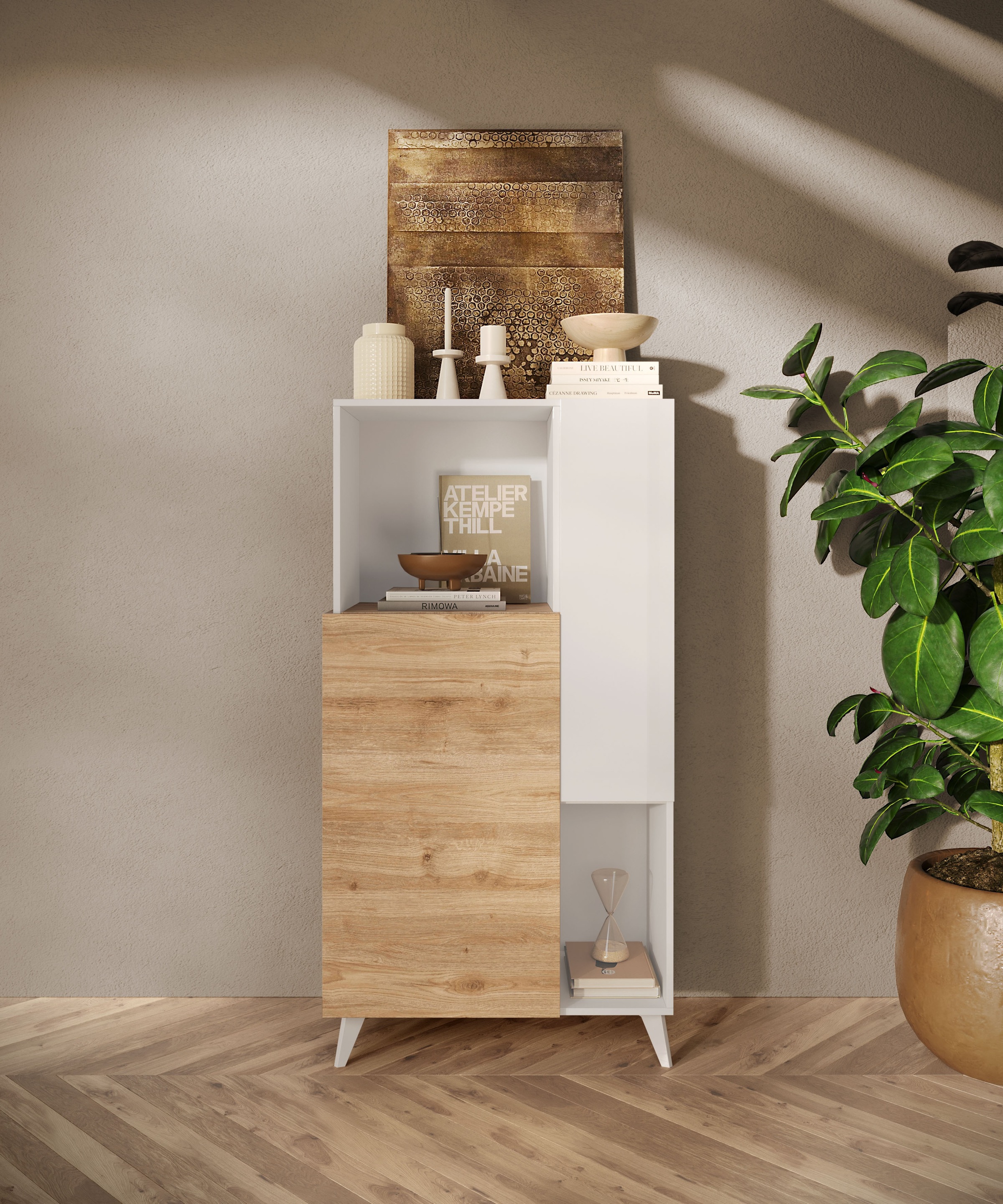 Home affaire Highboard "Monaco Höhe 154 cm, Stauraumschrank mit 2 Türen (4 günstig online kaufen