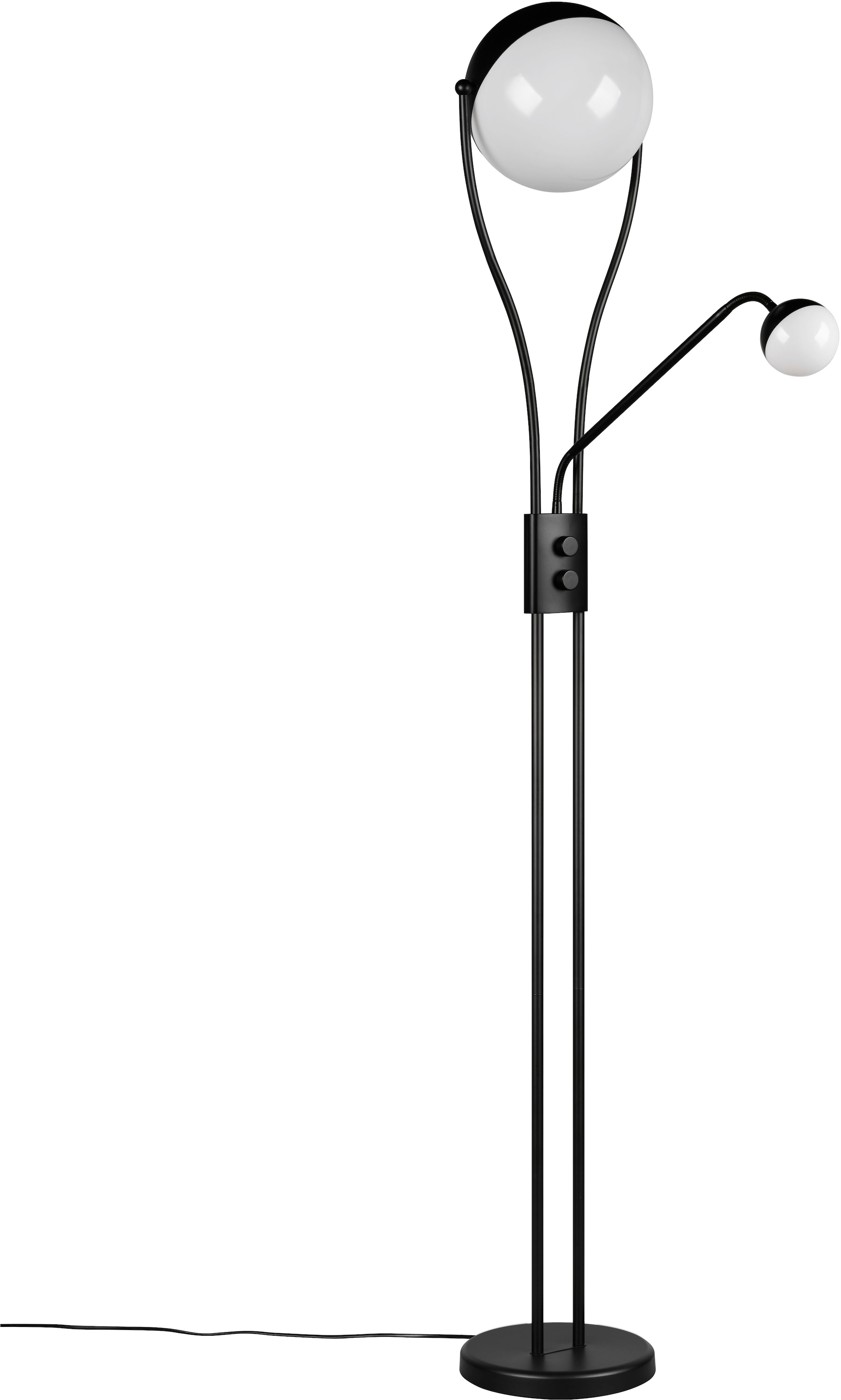 TRIO Leuchten LED Stehlampe »CHRIS, LED Stehleuchte Höhe 180cm, mit Lesearm, Drehdimmer«, 2 flammig, Leuchtmittel LED-Board-LED-Board | LED fest integriert-LED fest integriert, flexibles Leselicht getrennt schalten + dimmen, warmweißes Licht 3000K