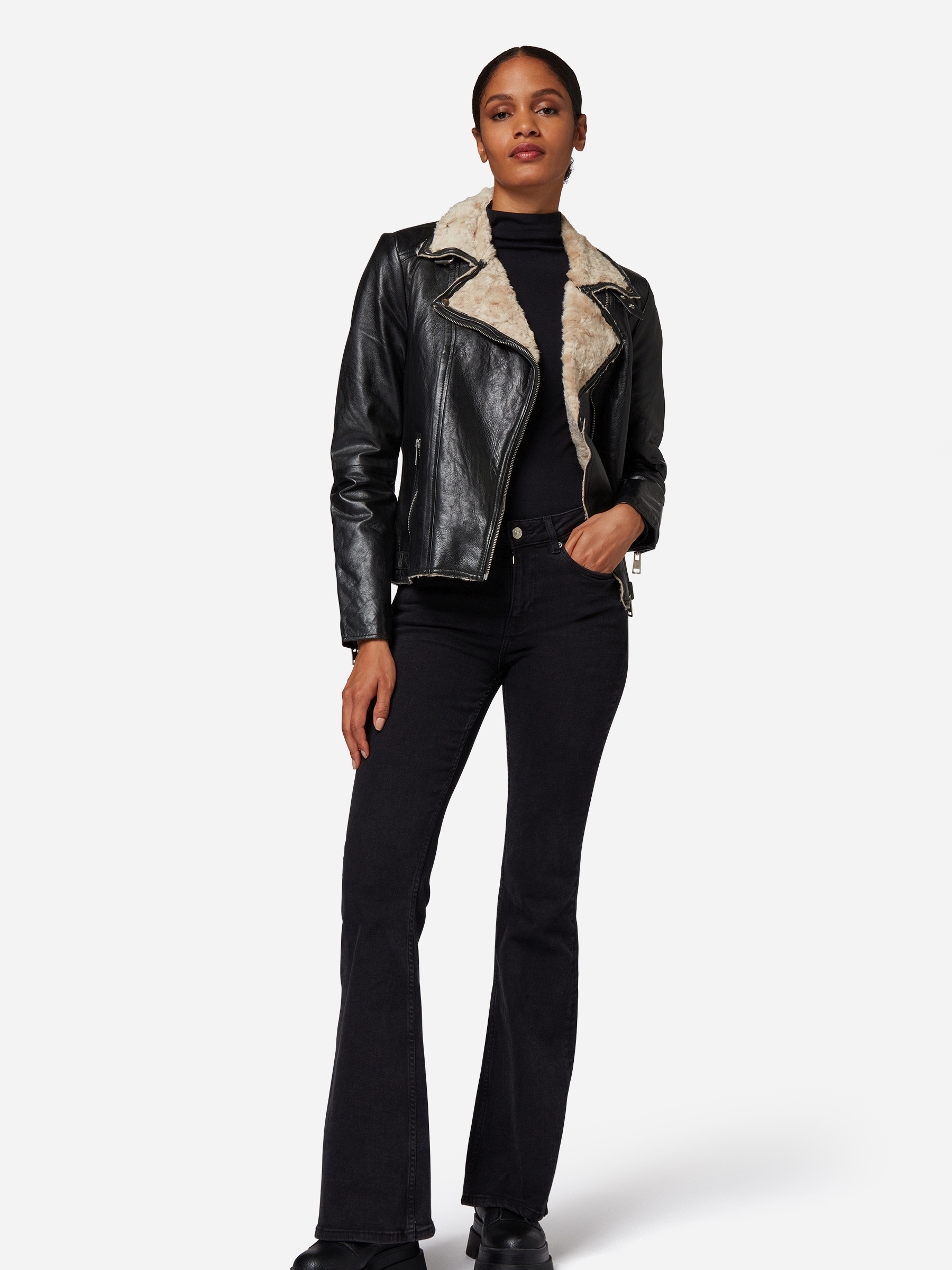 RICANO Bikerjacke »Lederjacke Holly« ohne Kapuze Handgefertigt aus echtem Leder