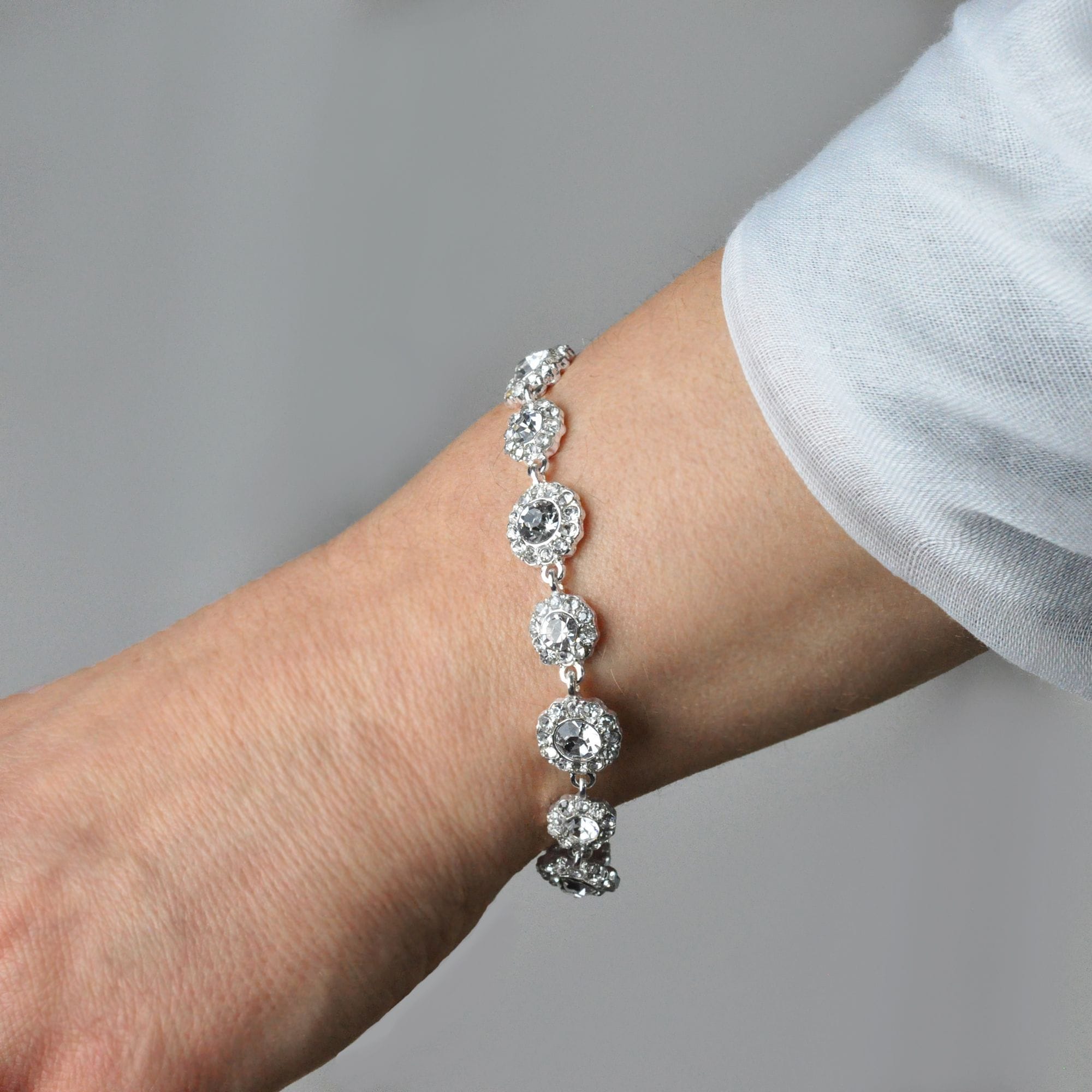 Steuer Armband »Metall weiß 19+5,0cm Blüten Glasstein ohne«