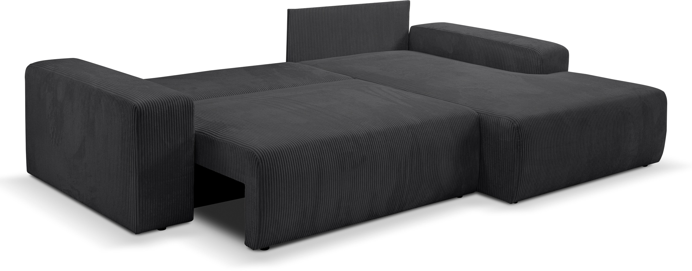 WERK2 Ecksofa »Rotterdam-L, kuschelweiche Trendstoffe Cord und Breitcord, L-Form«, Design Ecksofa in Cord mit Schlaffunktion & Bettkasten, Breite 267cm