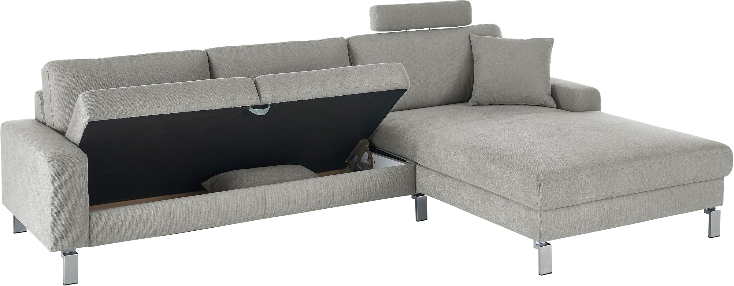 3C Candy Ecksofa »Lecce, wahlweise PUR-Schaumstoff oder Tonnentaschenfederkern«, Bett im 2,5-Sitzer, teilmotorische Schlaffunktion im Longchair, L-Form