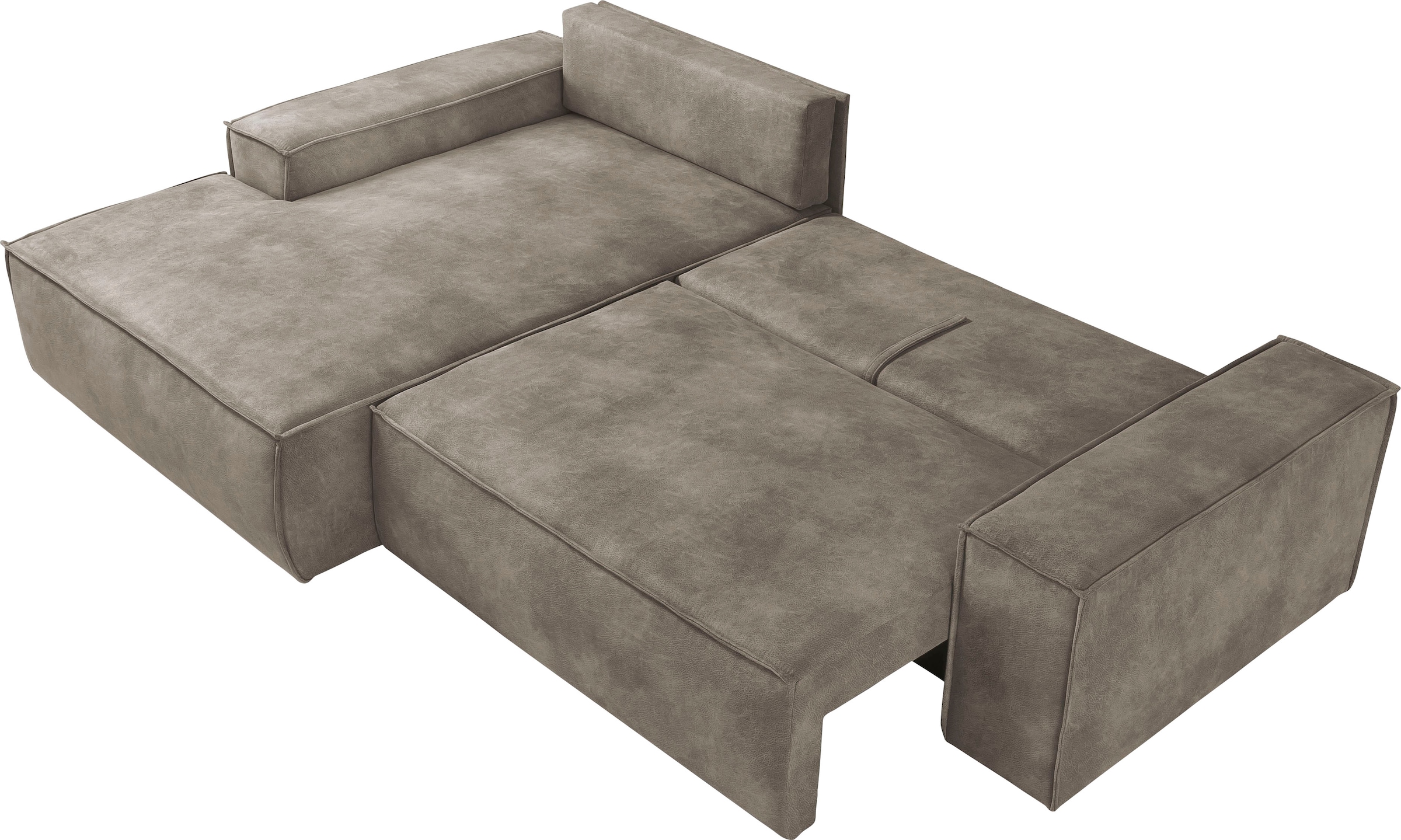 Home affaire Ecksofa SHERWOOD Schlafsofa 267 cm, L-Form, Schlaffunktion mit Bettkasten (210x136 cm), Cord, Vintage, Samtvelours