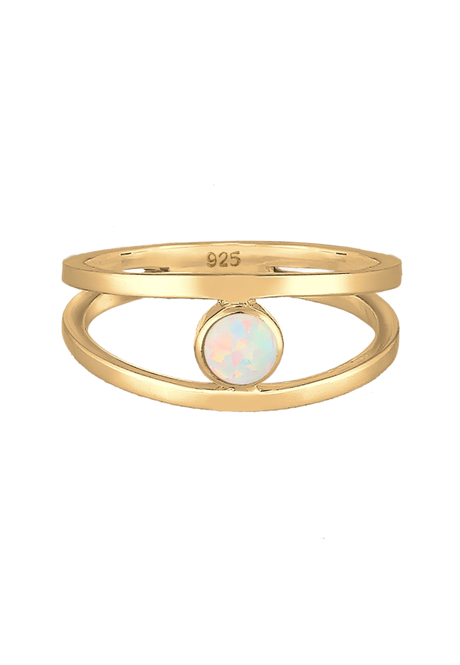 Elli Fingerring »Bandring Zweireihig Synthetischer Opal Weiß 925 Sterling Silber«