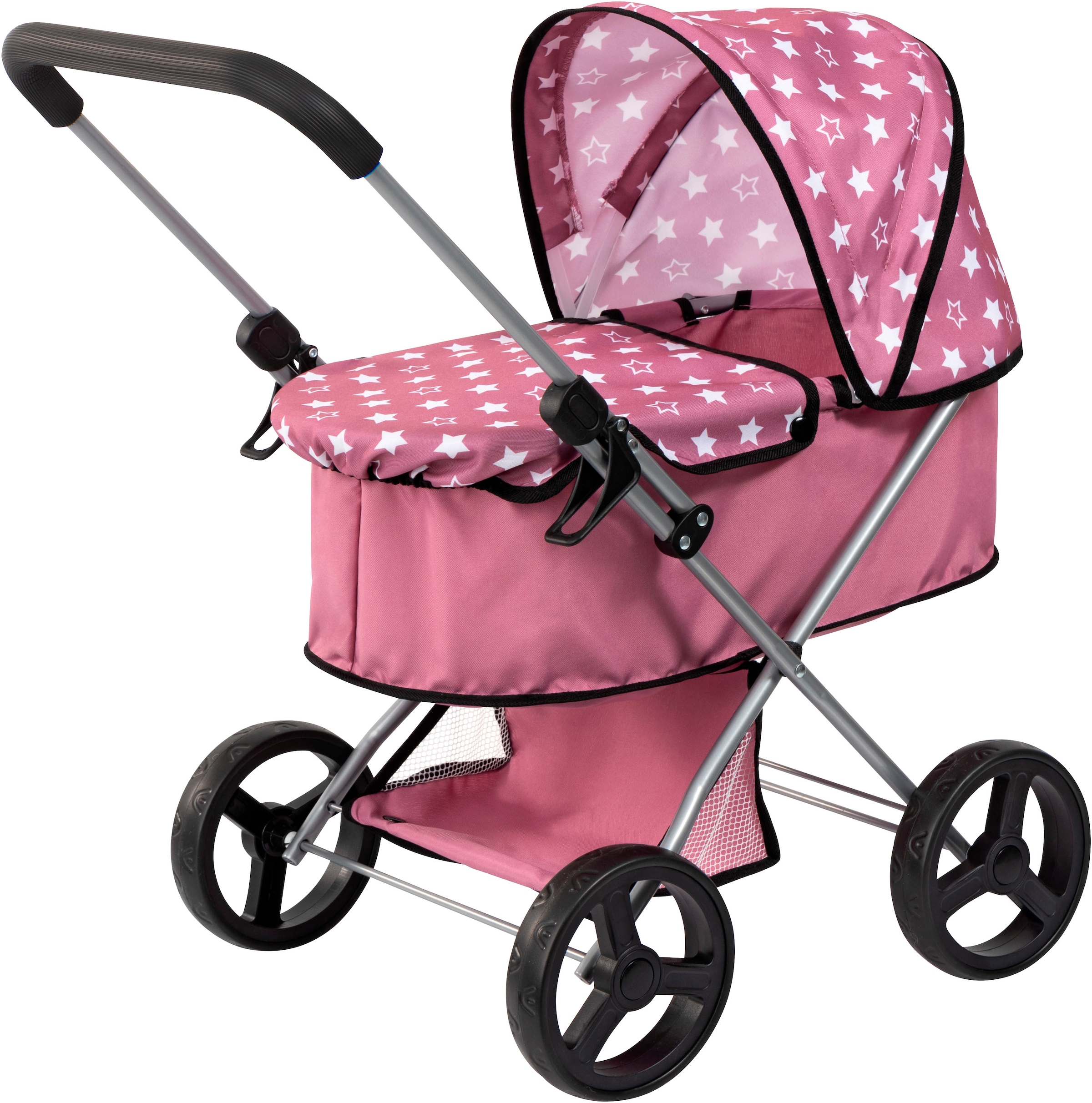 BAYER Kinder Puppenwagen "GO", rosa, Kunststoff, Metall, Stoff, B:37cm H:59cm T:50cm, Puppenwagen