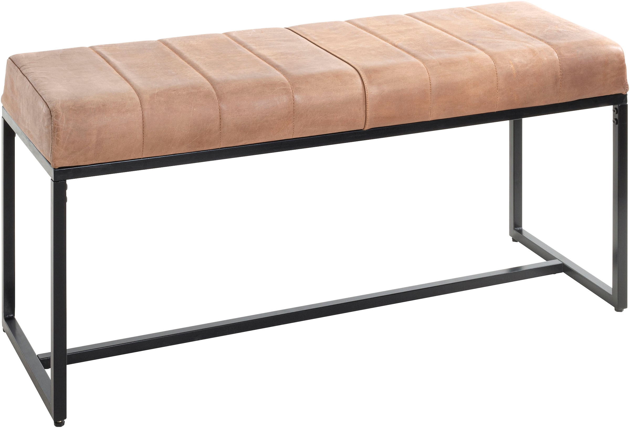 HAKU Hockerbank "Flurbank, Garderobenbank, Sitzbank" rechteckig - aus Leder Braun - B/T/H 100/38/48 cm