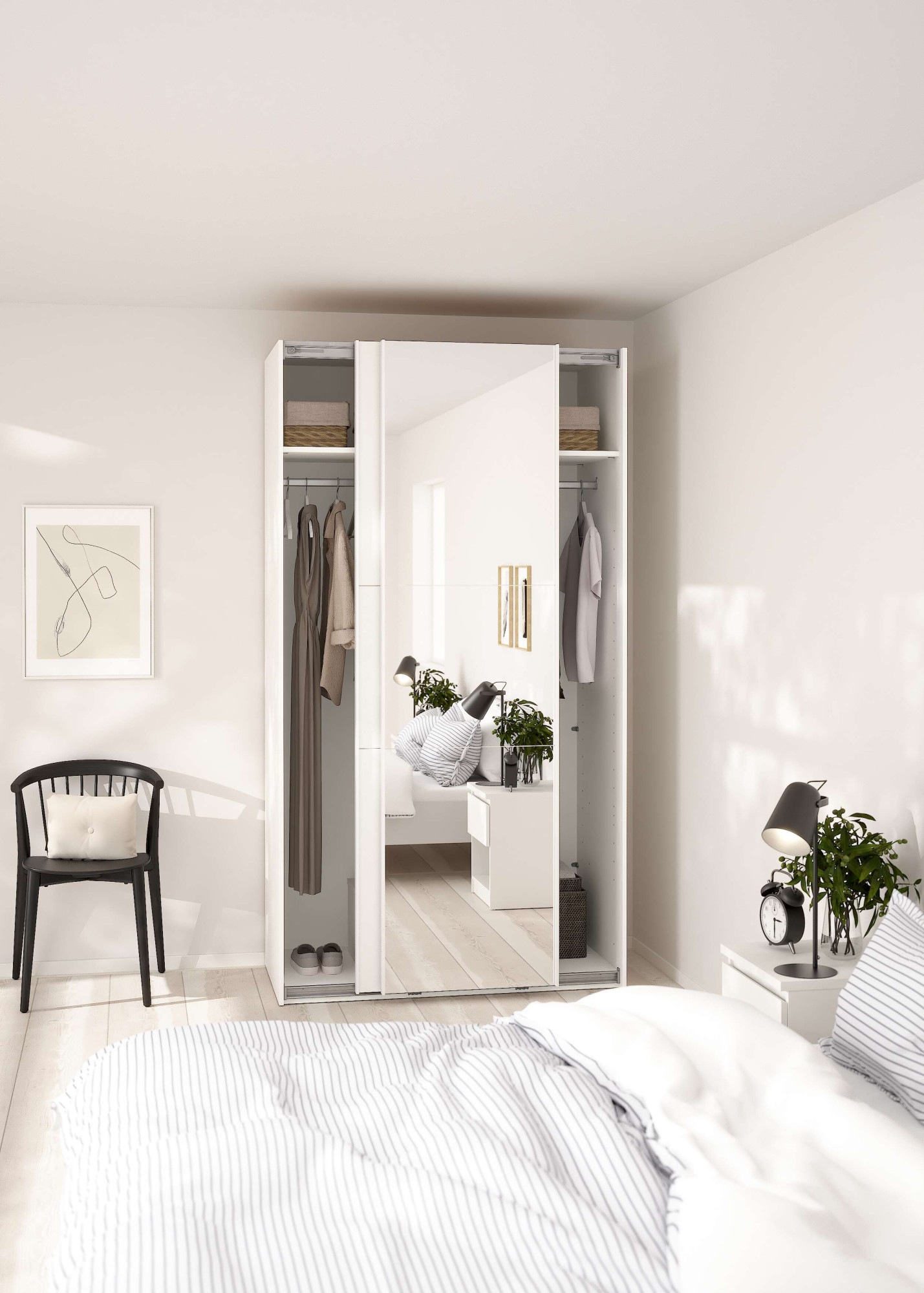 Home affaire Schwebetürenschrank »Como, Kleiderschrank, Schlafzimmerschrank« 1 Schwebetür, 1 Spiegelschiebetür, Kleiderstange, Einlegeboden