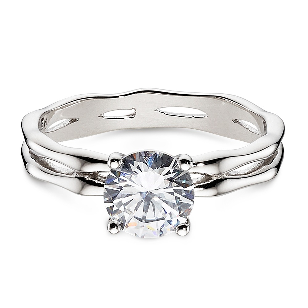 BRUNO BANANI Damen Solitärring "Schmuck Geschenk Verlobungsring rhodiniert", 58, Silber 925 (Sterlingsilber), 3,5mmsilberfarben, kristallweiß, Silber