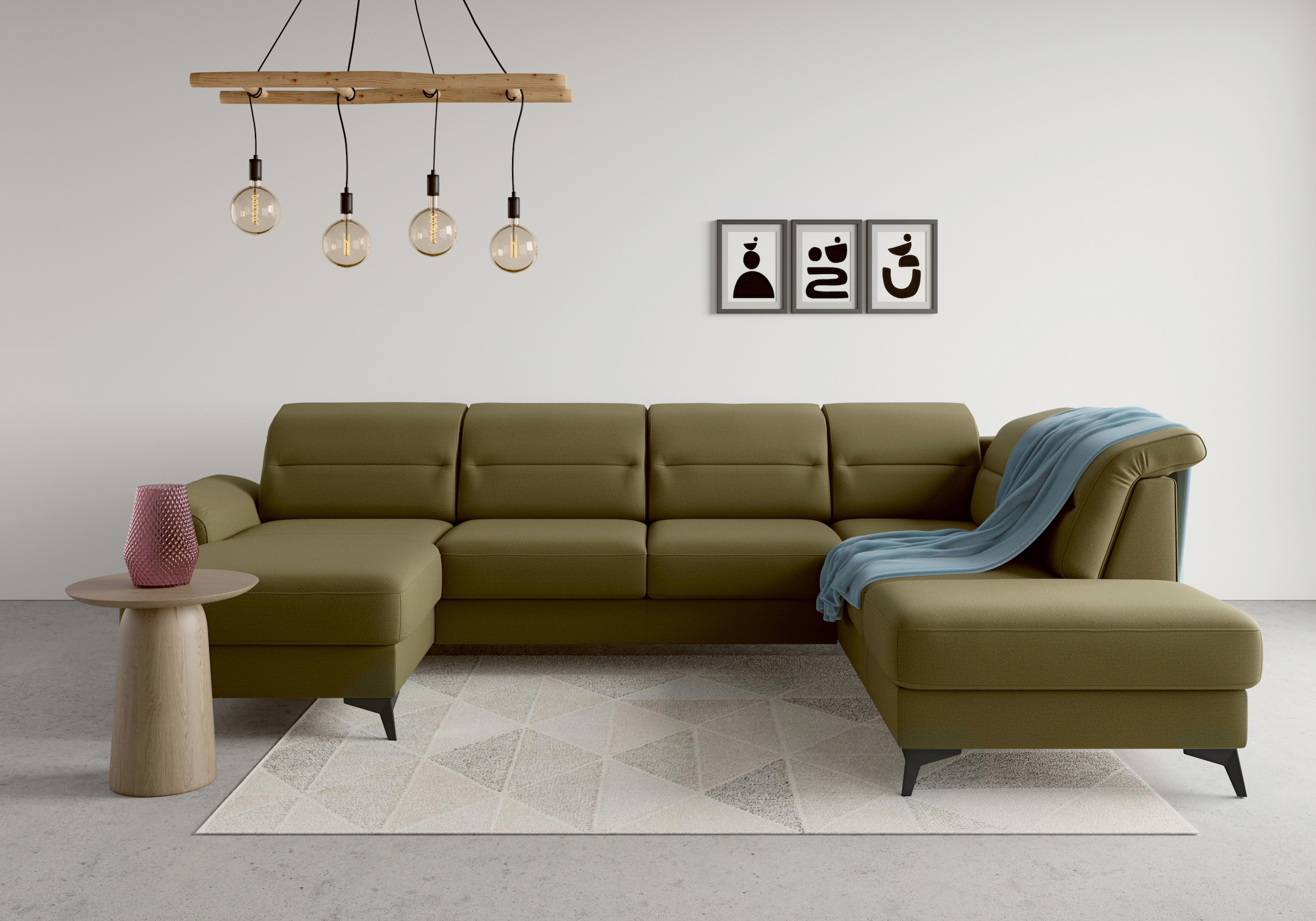 sit&more Wohnlandschaft "Sinatra U-Form" optional mit Kopfteilverstellung und Armteilfunktion, Metallfüße