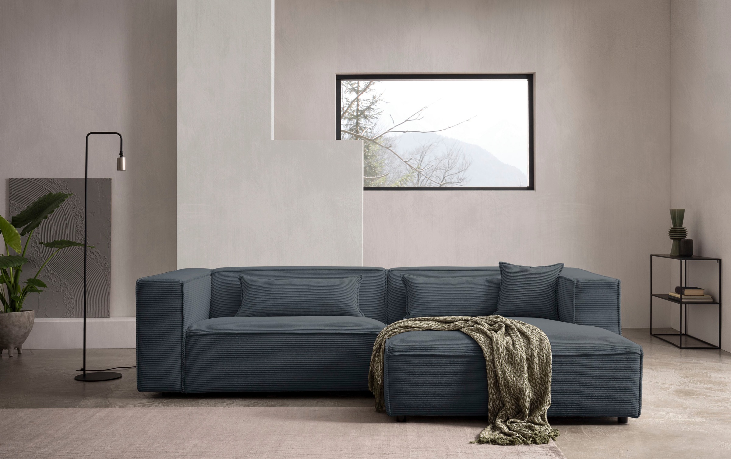LeGer Home by Lena Gercke Ecksofa "PIARA mit Kedernaht, Cord, Leinenoptik o günstig online kaufen