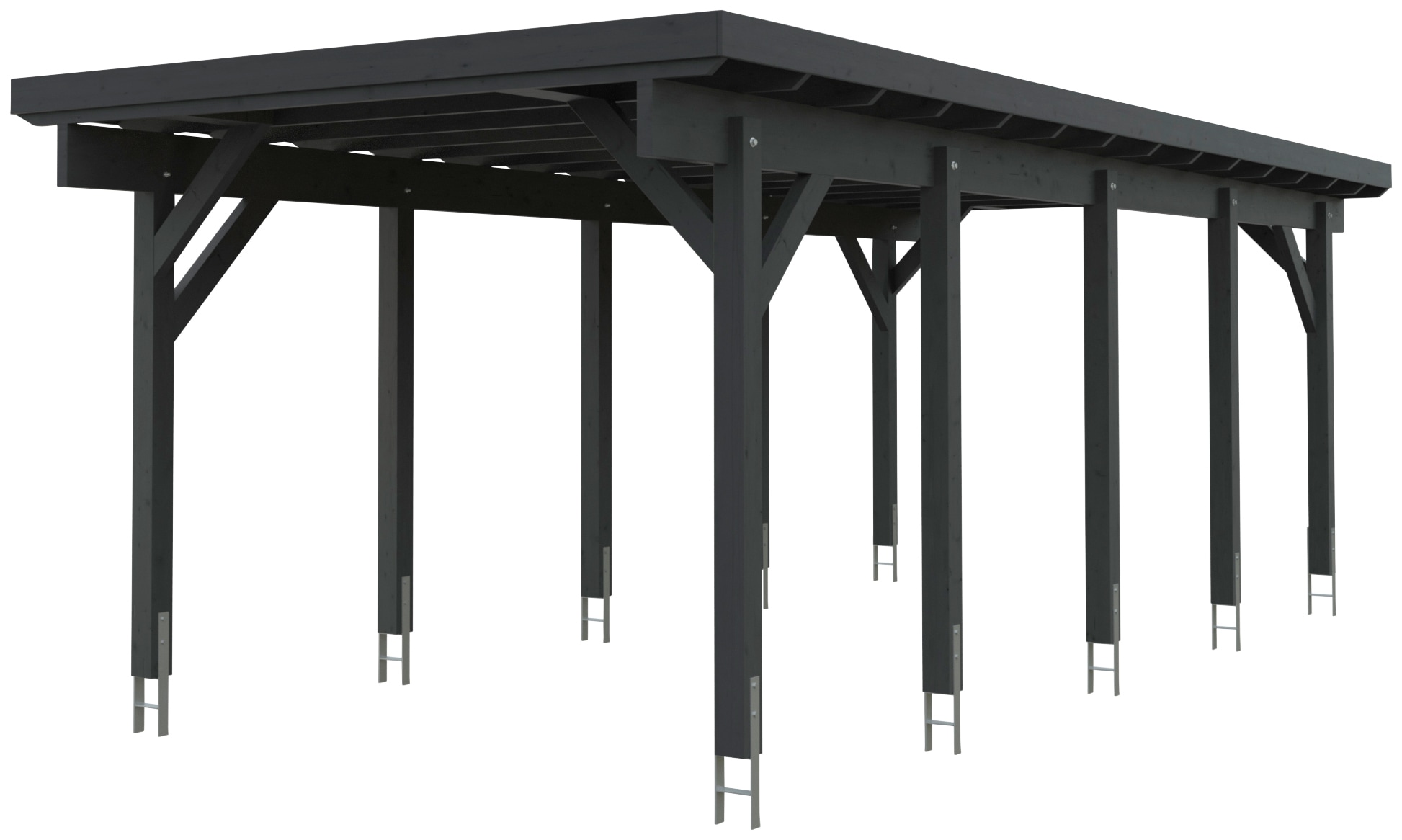 Kiehn-Holz Einzelcarport "KH 320 / KH 321", Holz, 275 cm, anthrazit, Stahl-Dach, versch. Farben