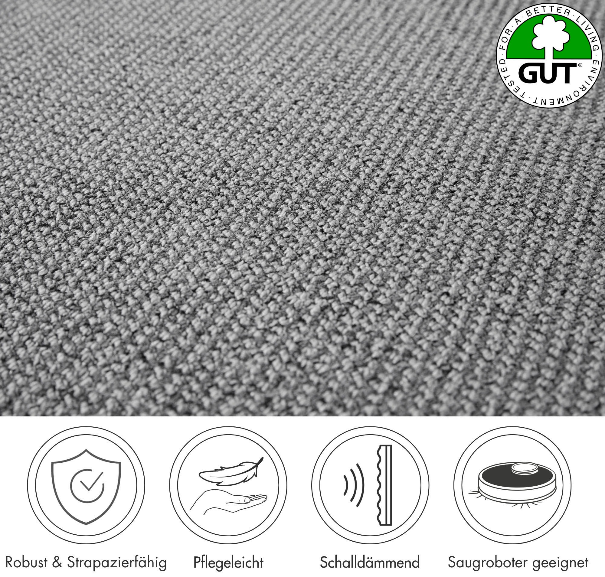 ANDIAMO Tulsa Schlingen-Teppichboden Hellgrau 500x200cm 2