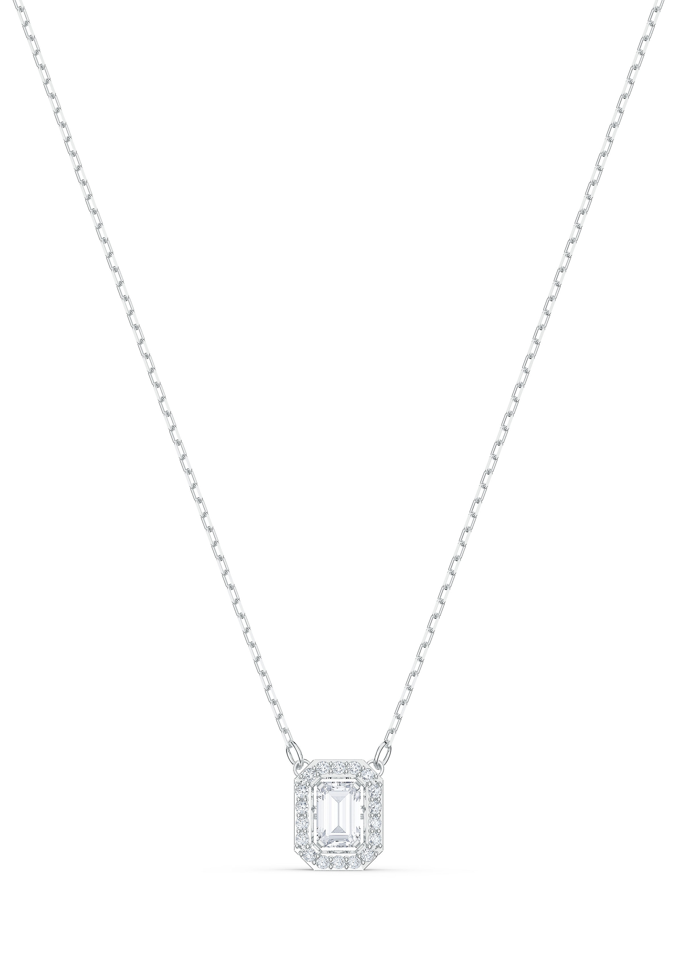 Kette mit Anhänger SWAROVSKI "Una Millenia Dc", silber (metallfarben, kristallweiß), Halsketten, Damen, Metall, L: 43, mit Swarovski Kristall, Swarovski Zirkonia (synth.) 2