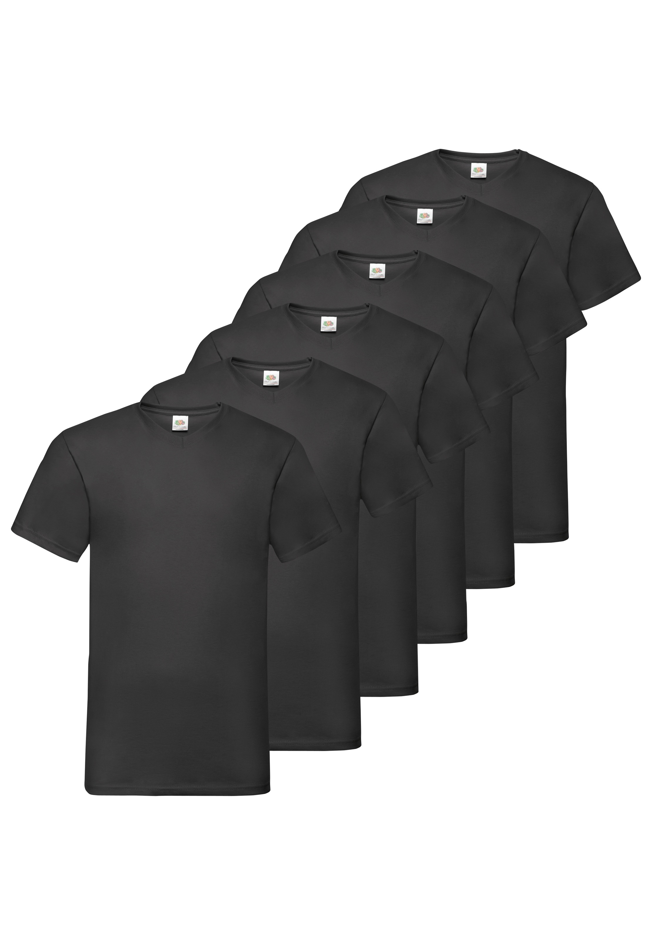 Fruit of the Loom T-Shirt Packung, 6 Stk. aus Baumwolle, V-Ausschnitt, 6-te günstig online kaufen