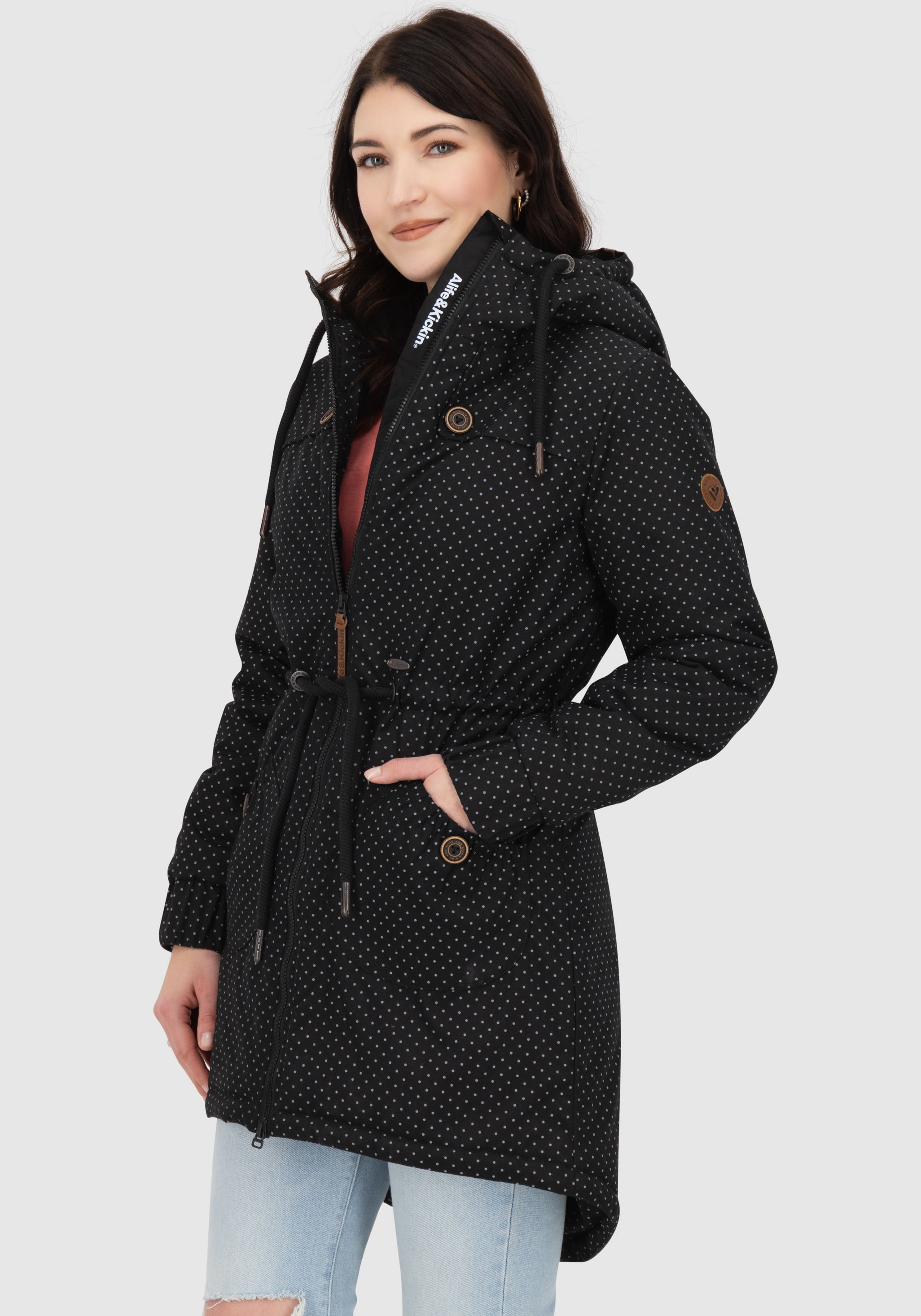 Alife & Kickin Outdoorjacke »CHARLOTTEAKB« mit Kapuze gefütterter Parka, Kapuzenjacke durch Bindeband tailliert