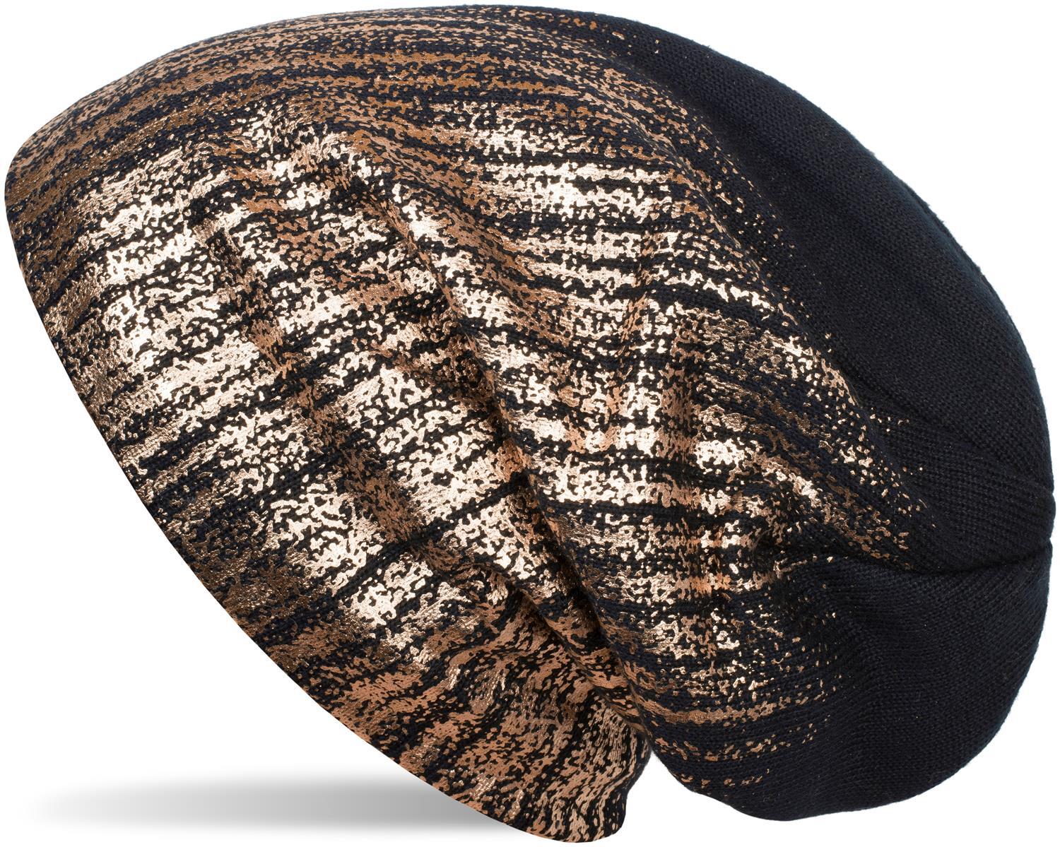 styleBREAKER Strickmütze "Feinstrick Beanie mit Metallic Print" 1 Stk.