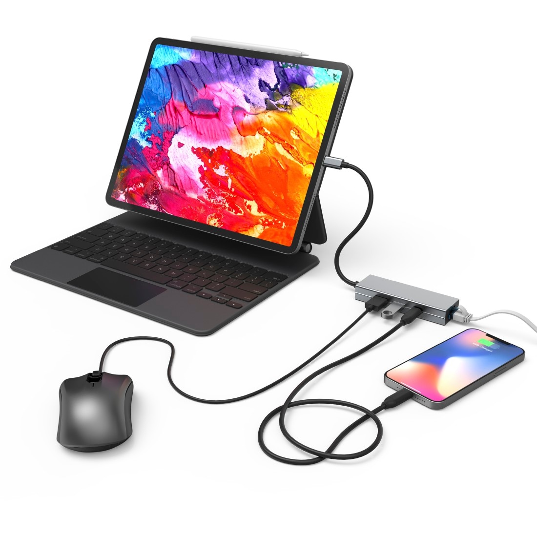 Hama USB-Adapter »USB-C Hub Multiport, 2x USB-A, USB-C, LAN/Ethernet, Notebook Laptop«, USB-C zu USB-C-RJ-45 (Ethernet)-USB Typ A