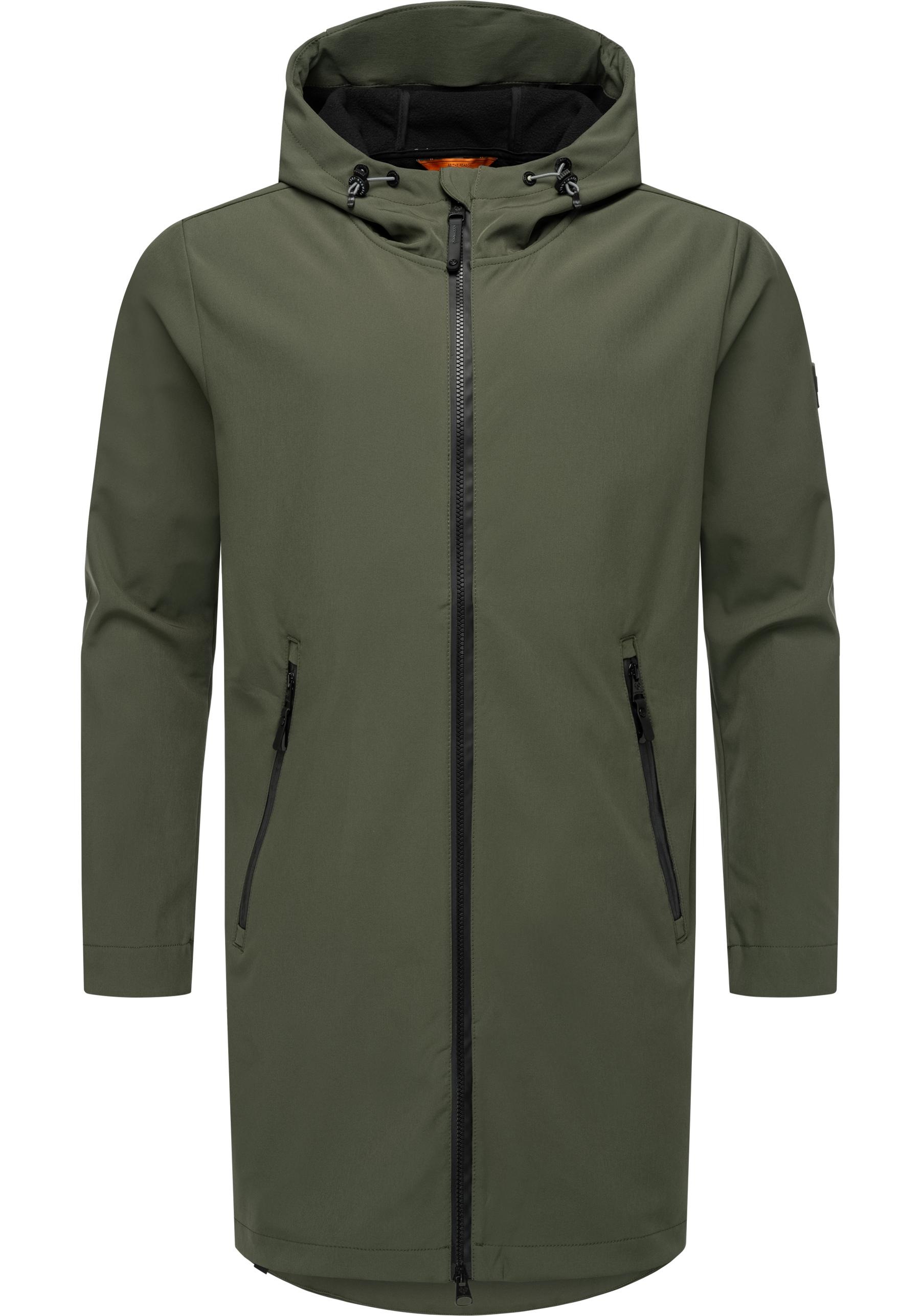 Ragwear Softshellparka "Shellwie Long", mit Kapuze, Wasserdichter Herren Softshellmantel mit Kapuze