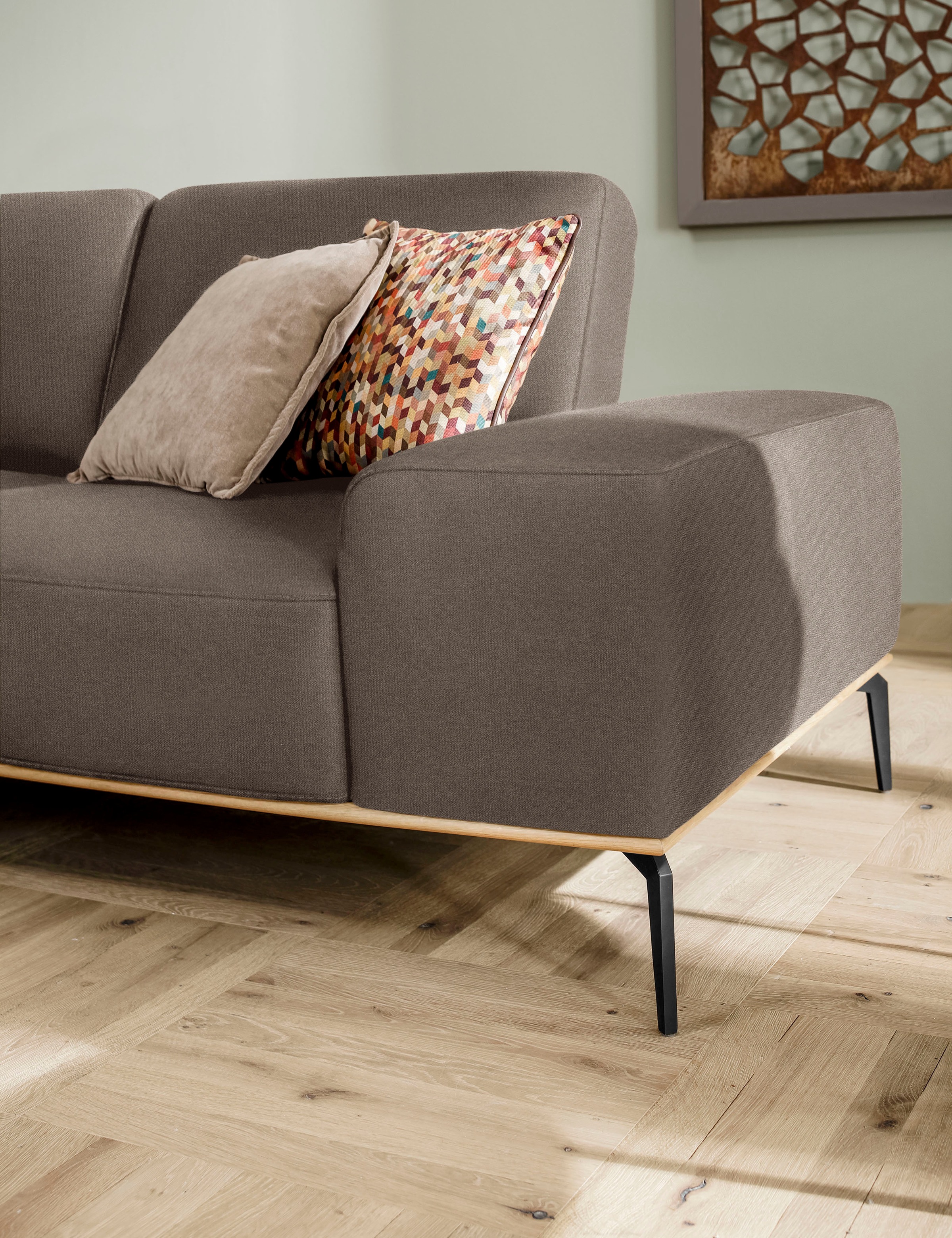 W.SCHILLIG Ecksofa »run, Designsofa mit tollem Sitzkomfort, bequem, L-Form«, mit Holzsockel, Füße in Schwarz pulverbeschichtet, Breite 299 cm