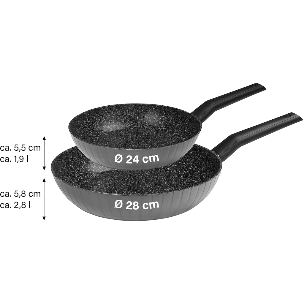 STONELINE Pfannen-Set »Smell Well«, Aluminium, (Set, 4 tlg., je 1 Pfanne Ø 24/28 cm, H: 5,5/5,8 cm, - 1,9/2,8 l)