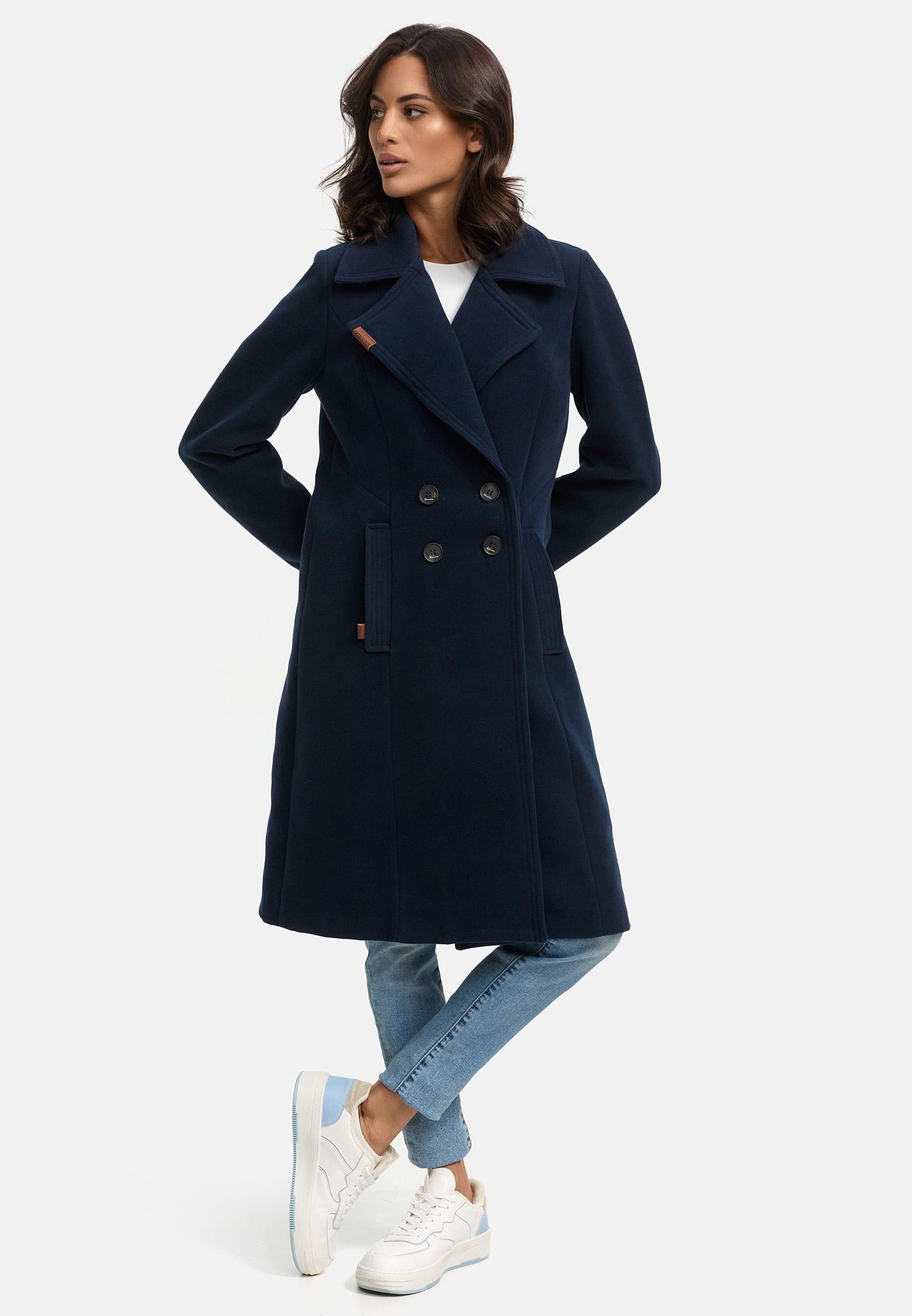 Navahoo Wintermantel »Wooly«, edler Damen Trenchcoat in Wollmantel-Optik