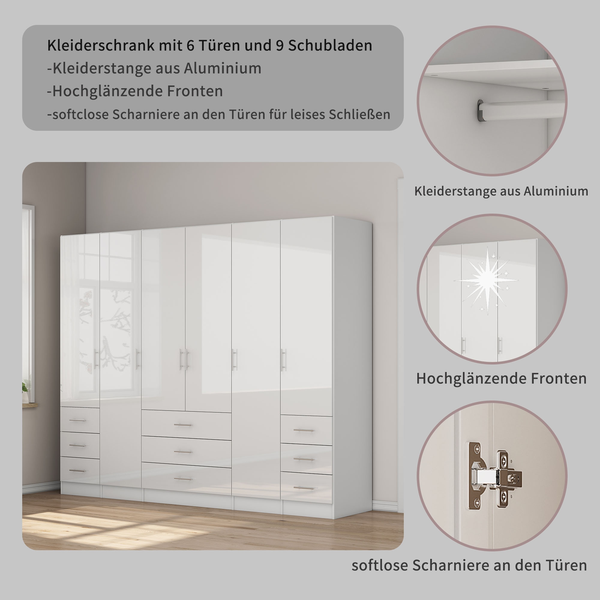 OTTO home Kleiderschrank »Trento Schlafzimmerschrank Garderobe Hochglanz Bestseller«