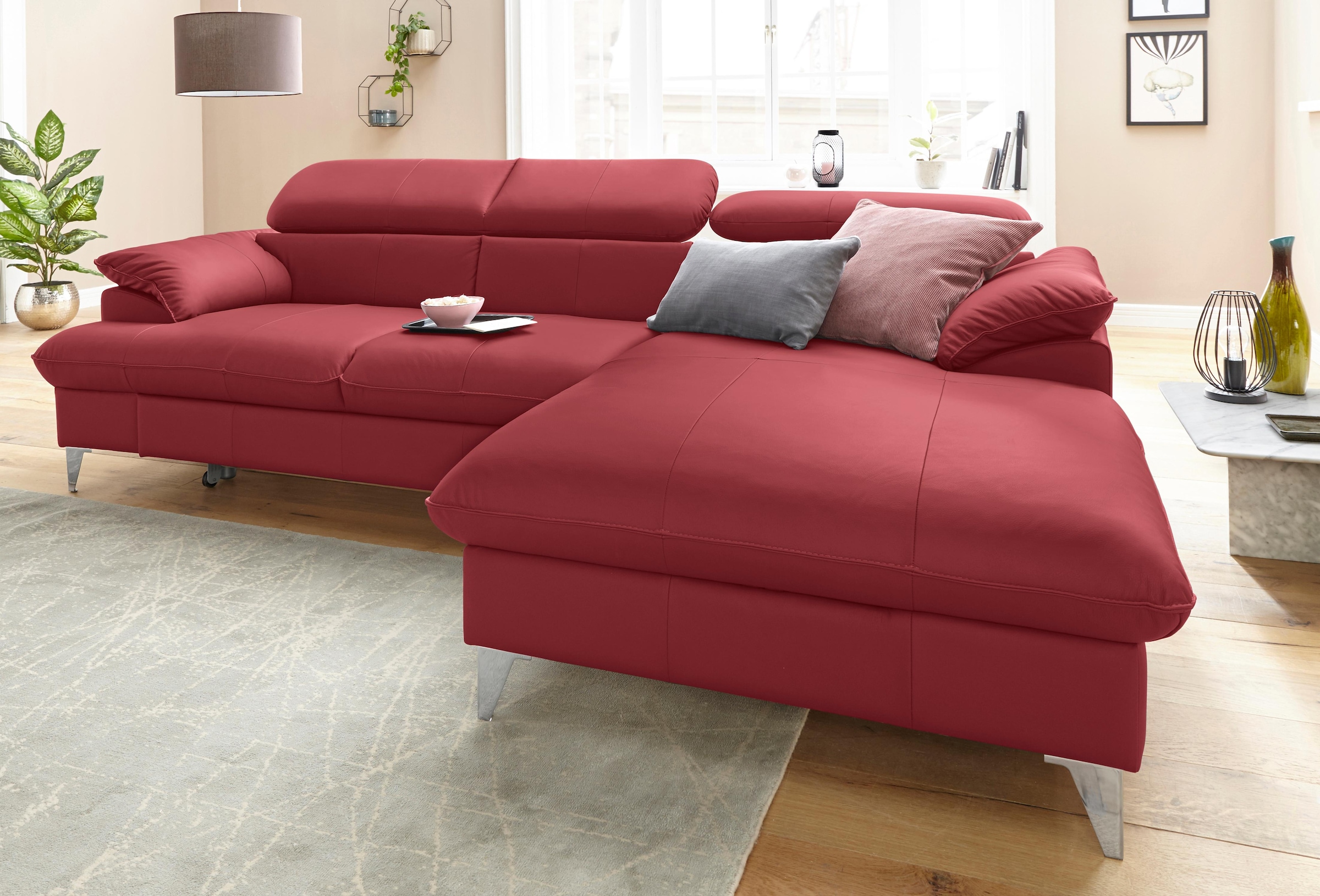 COTTA Ecksofa »Caluso L-Form«, mit Kopfteilverstellung, wahlweise mit Bettfunktion & Bettkasten