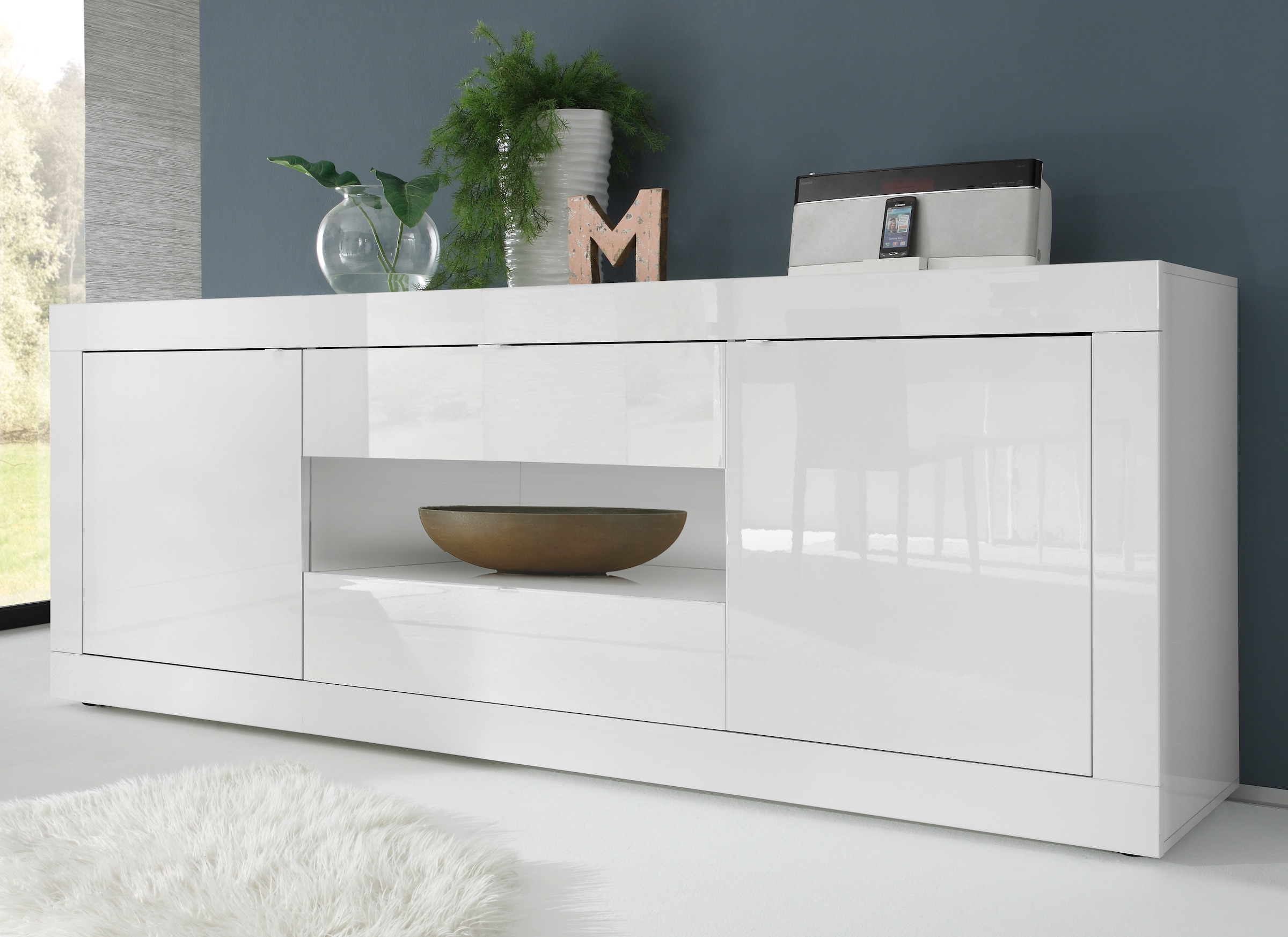 Sideboard »Basic Breite 240 cm, Kommode 2 Türen, 2 Schubkästen, Anrichte,«, Weiss...