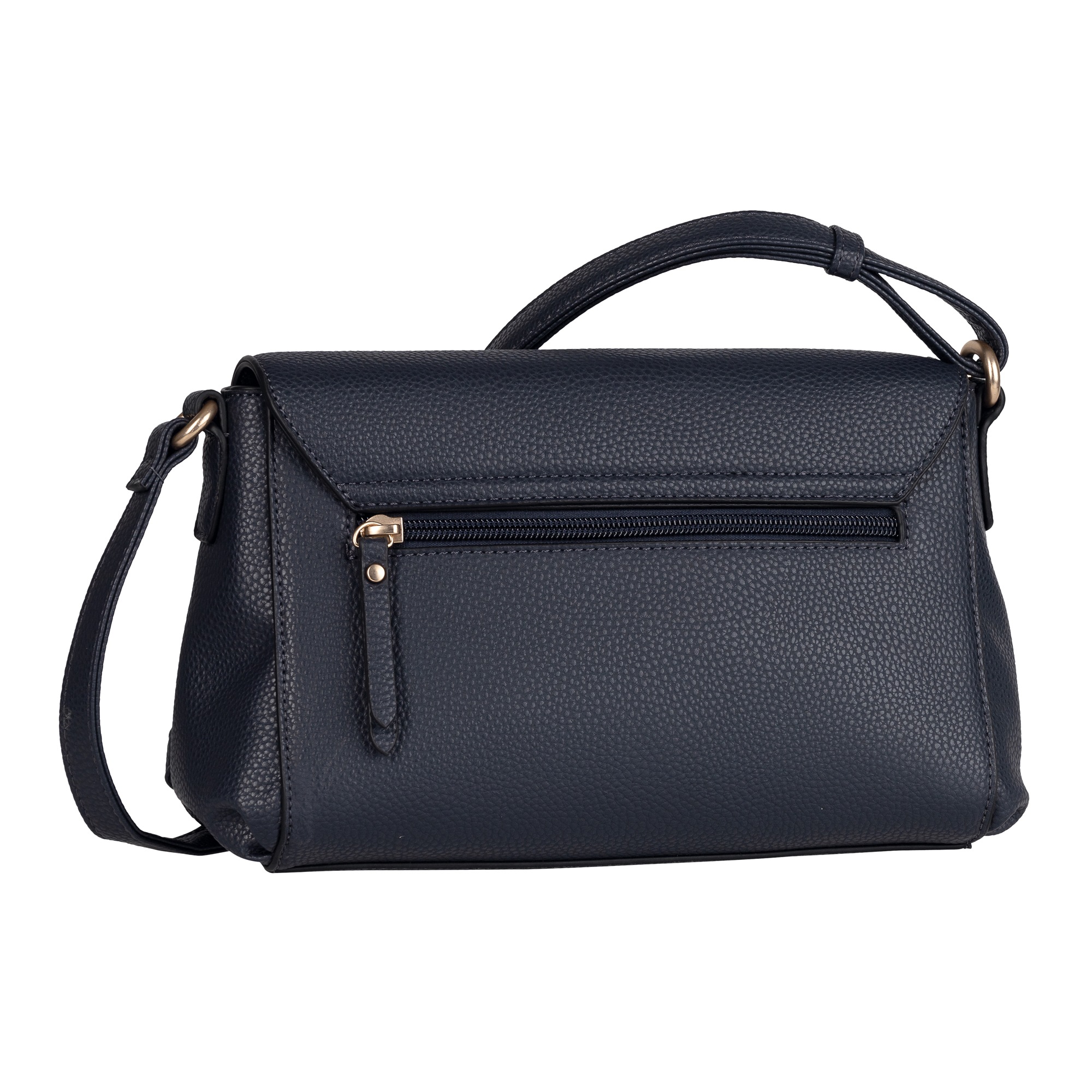 Umhängetasche GABOR "Melora", Damen, Gr. B/H/T: 26,5cm x 16,5cm x 10,5cm, blau, Polyurethan, clean, gepflegt, unifarben, Taschen Umhängetasche, leicht genarbtes Lederimitat mit feinem Logo und goldenem Metallring 2