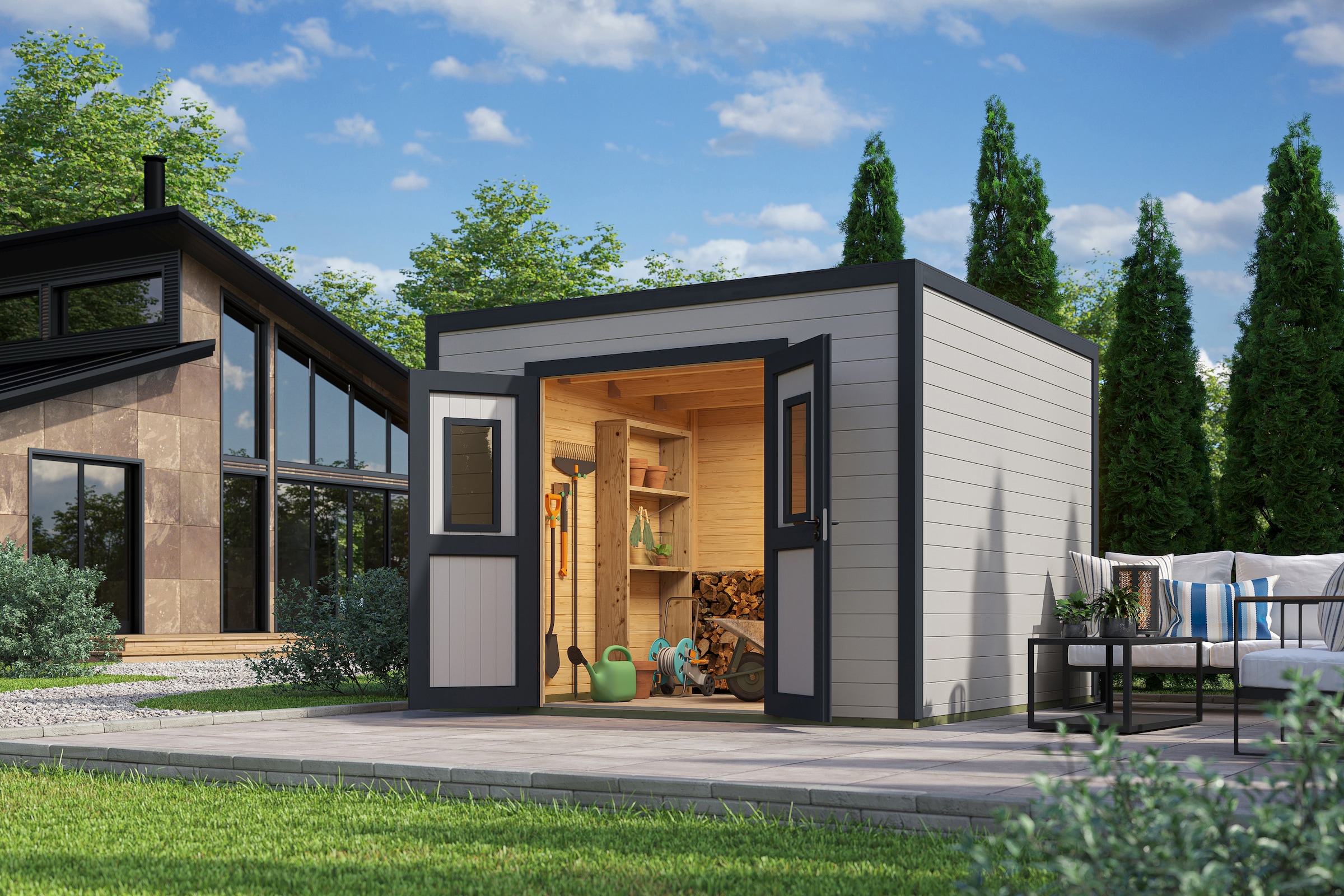 Nordic Holz Gartenhaus "Felix 3", kleiner stilvoller Schuppen mit Flachdach günstig online kaufen