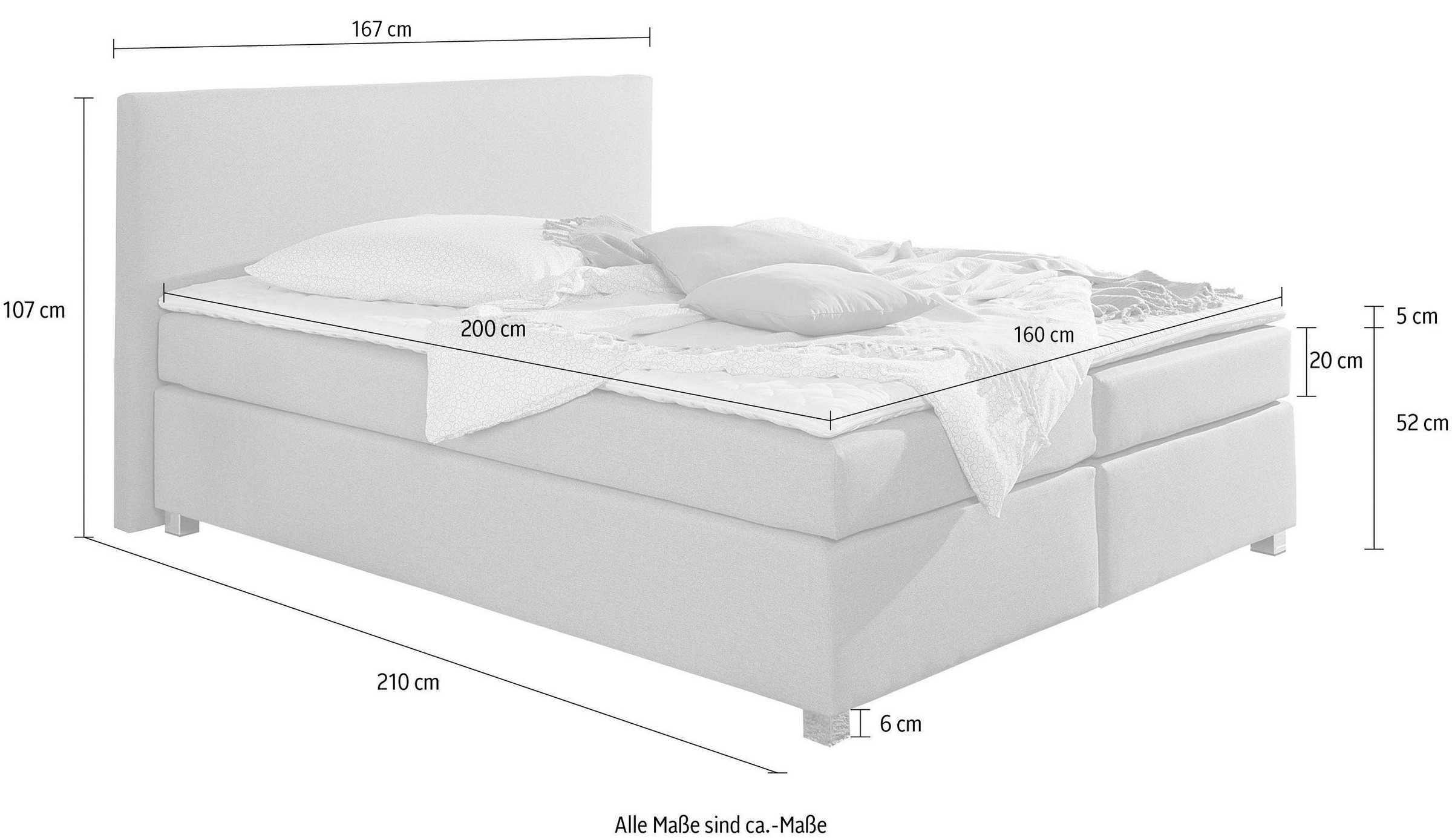 INOSIGN Boxspringbett »Eliana«, inkl. Topper, in 4 Breiten, 3 Matratzenarten und 2 Härtegraden