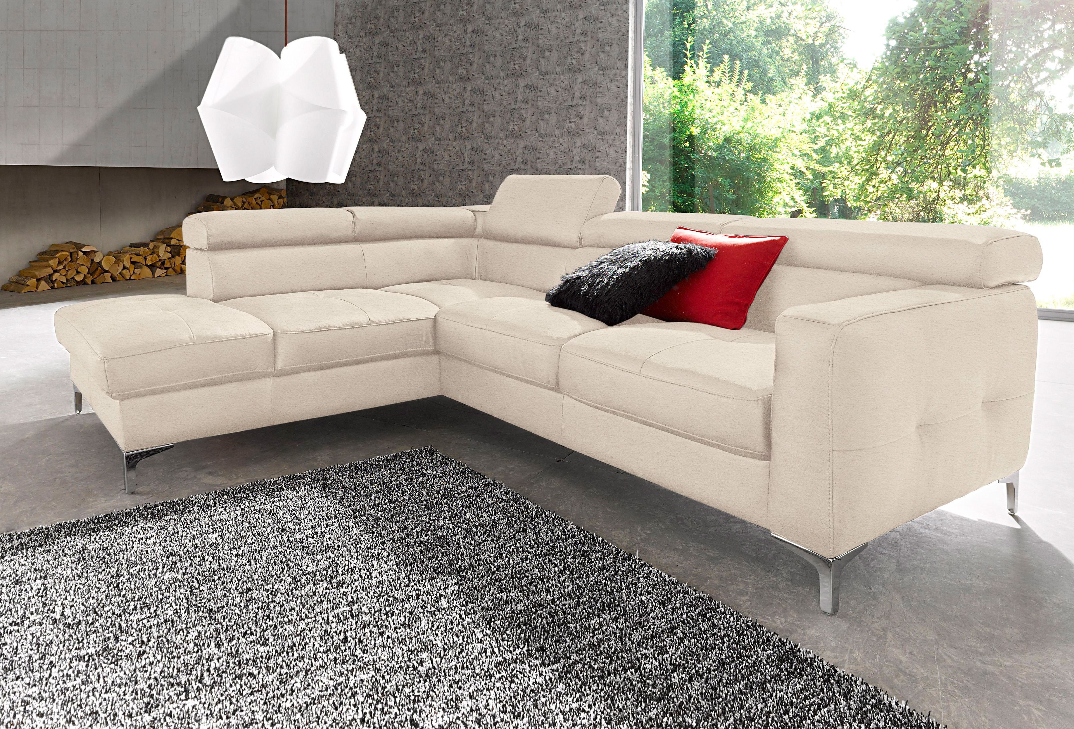 COTTA Ecksofa "Sammy L-Form" mit Kopfteilverstellung, wahlweise mit Schlaffunktion & Bettkasten