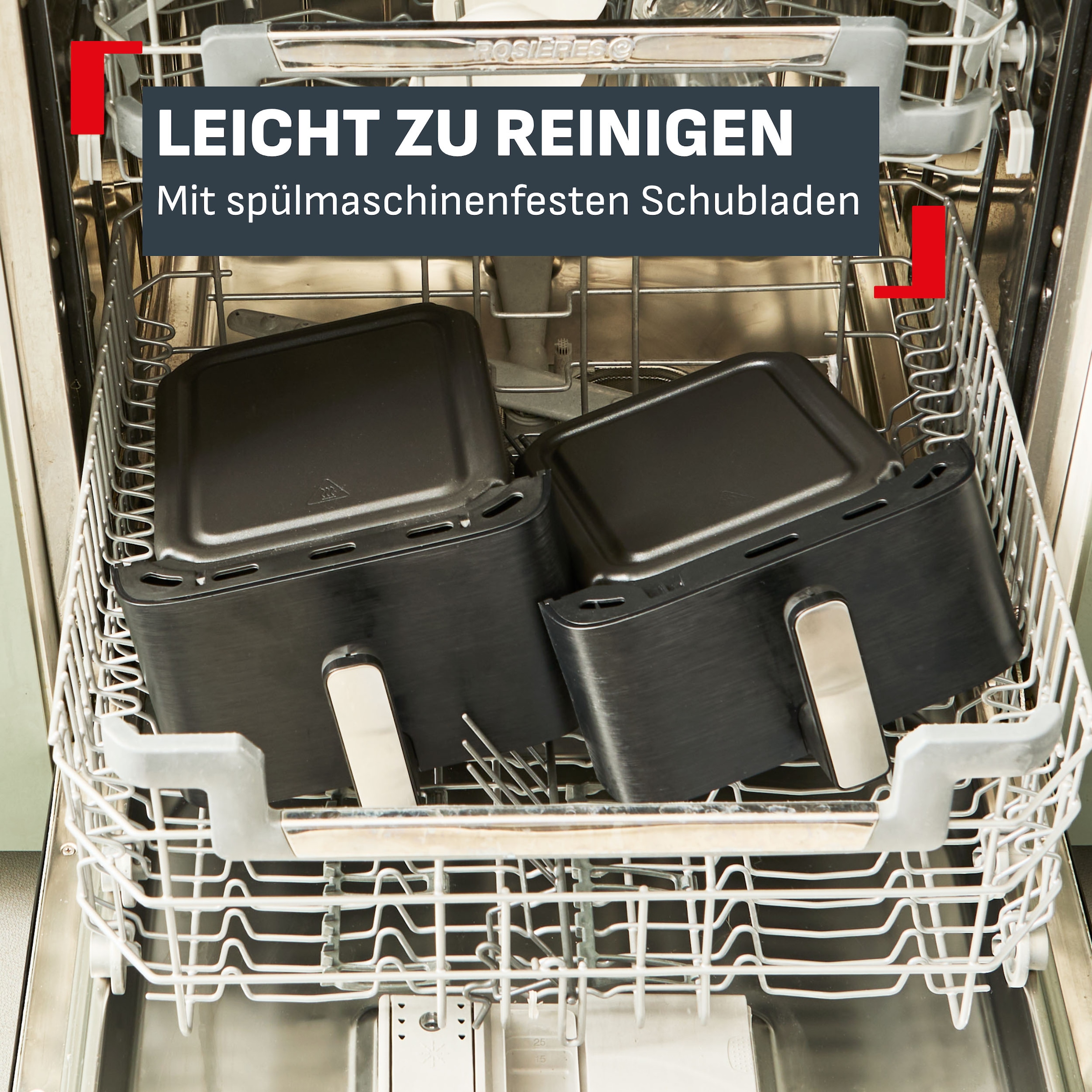 Tefal Heißluftfritteuse »EY7528 Easy Fry Crispy Stack« platzsparendes Design, Doppelkammer-Heißluftfritteuse, 6 L + 4 L