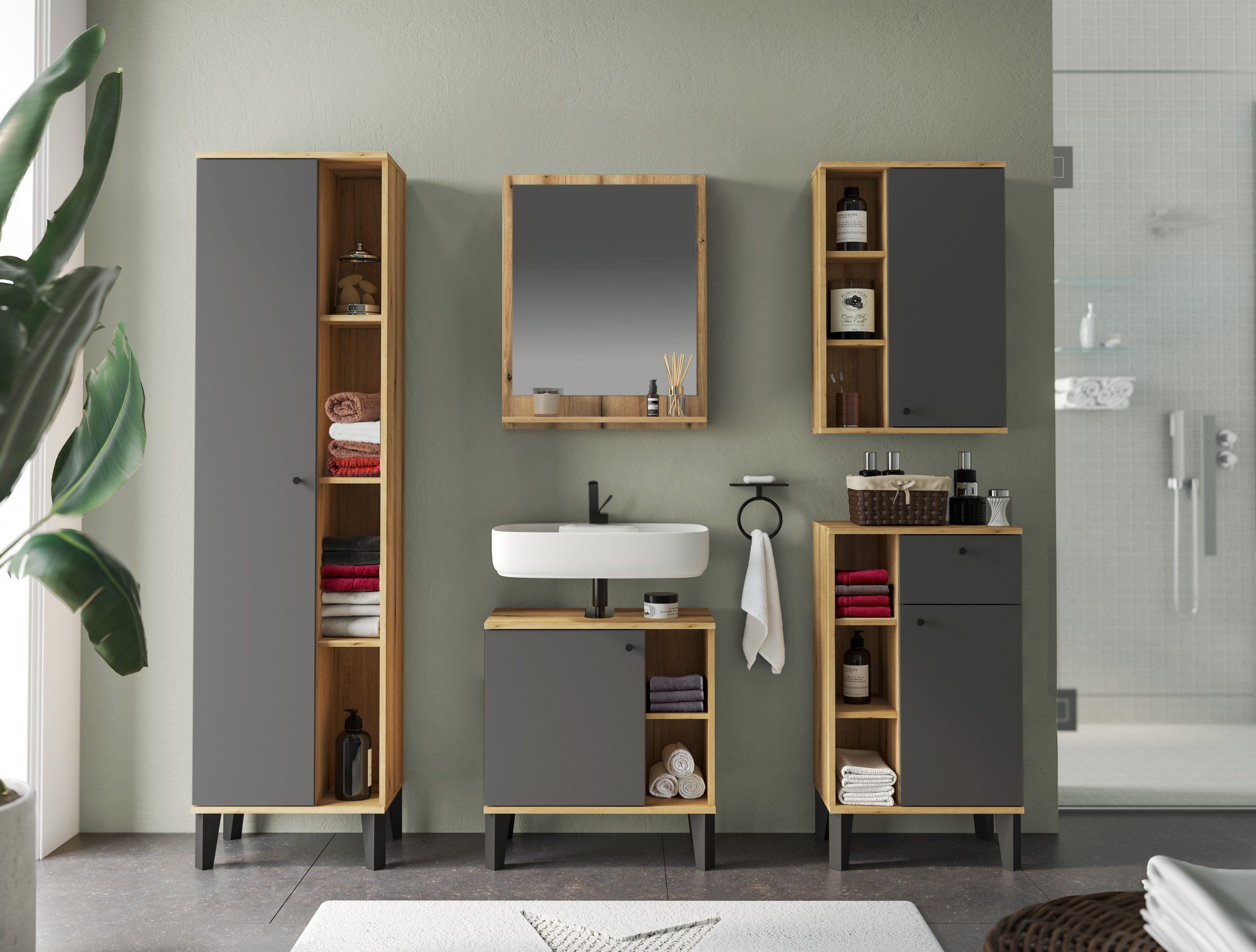 INOSIGN Badmöbel-Set "OSLO, Bad im skandinavischen Design, 5-teiliges Badez günstig online kaufen